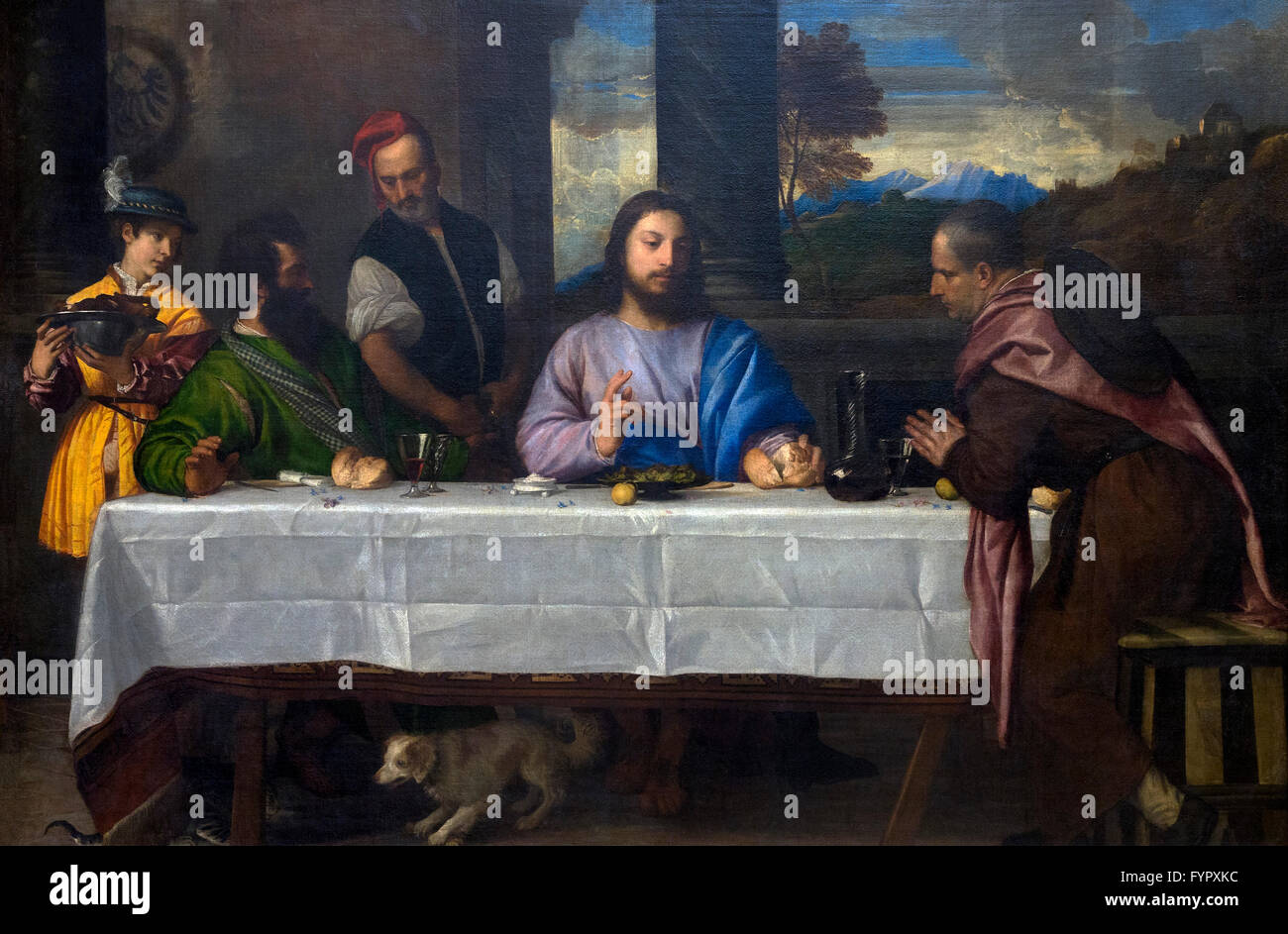 Supper at Emmaus,  by Titian, circa 1530, Musee du Louvre, Paris France, Europe Stock Photo