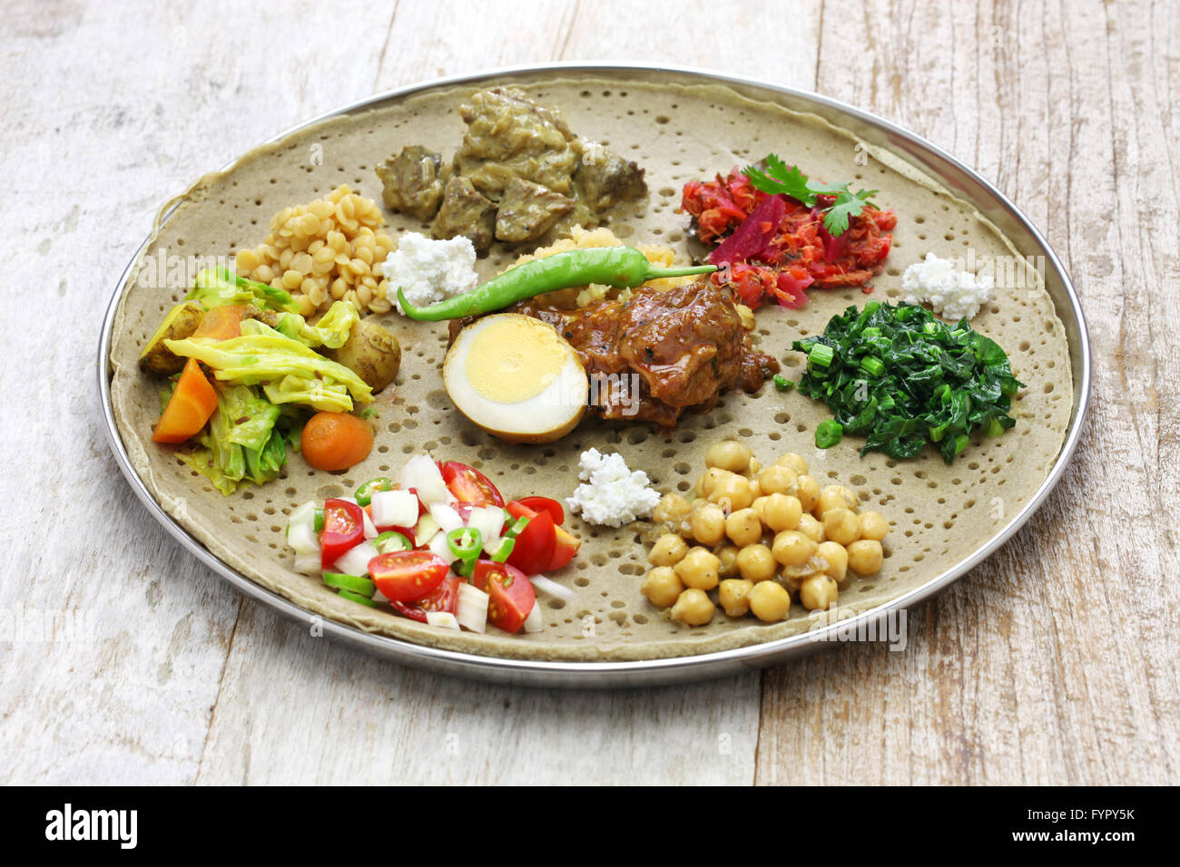 ethiopian cuisine, one plate dinner Stock Photo