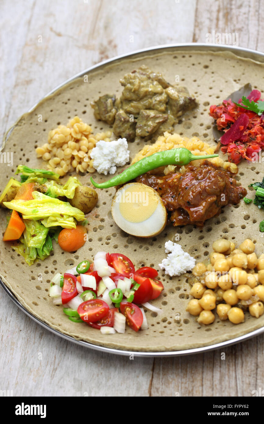 ethiopian cuisine, one plate dinner Stock Photo