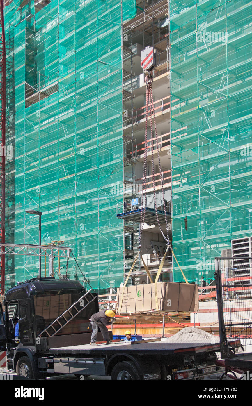 material embarkation on the construction site europaviertel in Frankfurt Germany Stock Photo