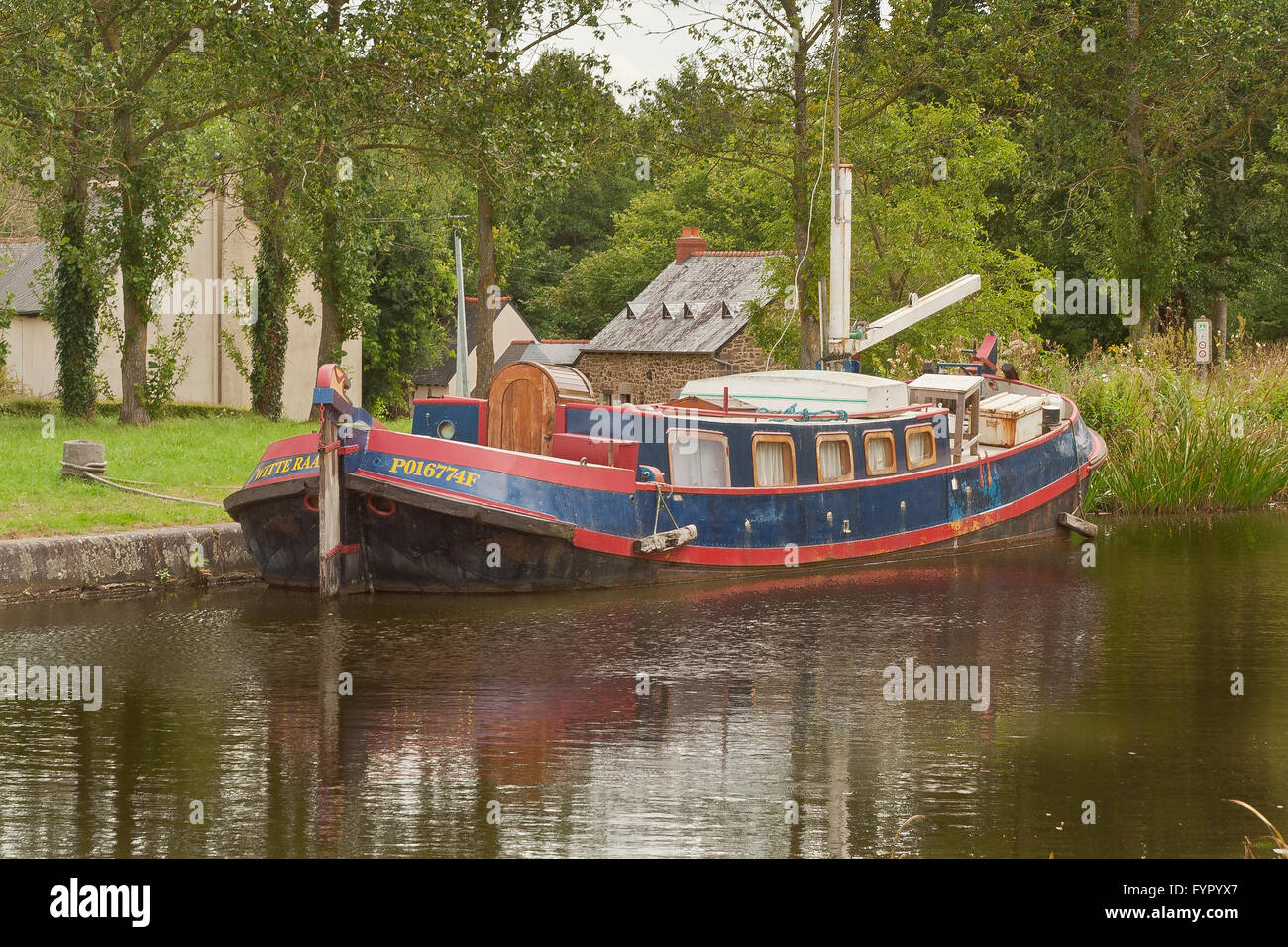 Barge on a canal in France Stock Photo Alamy