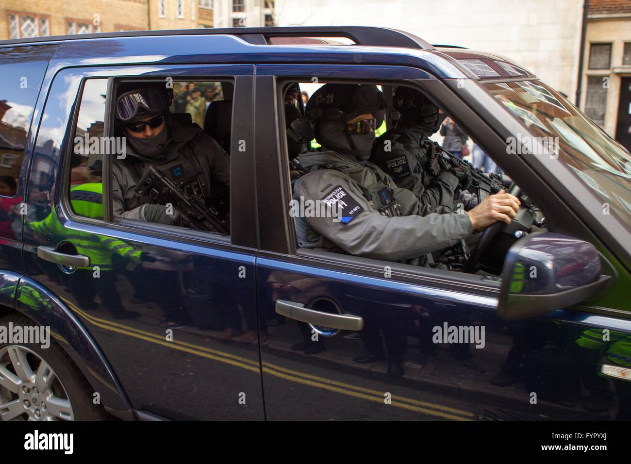 Counter Terrorist Specialist Firearms Officers in a Land Rover ...