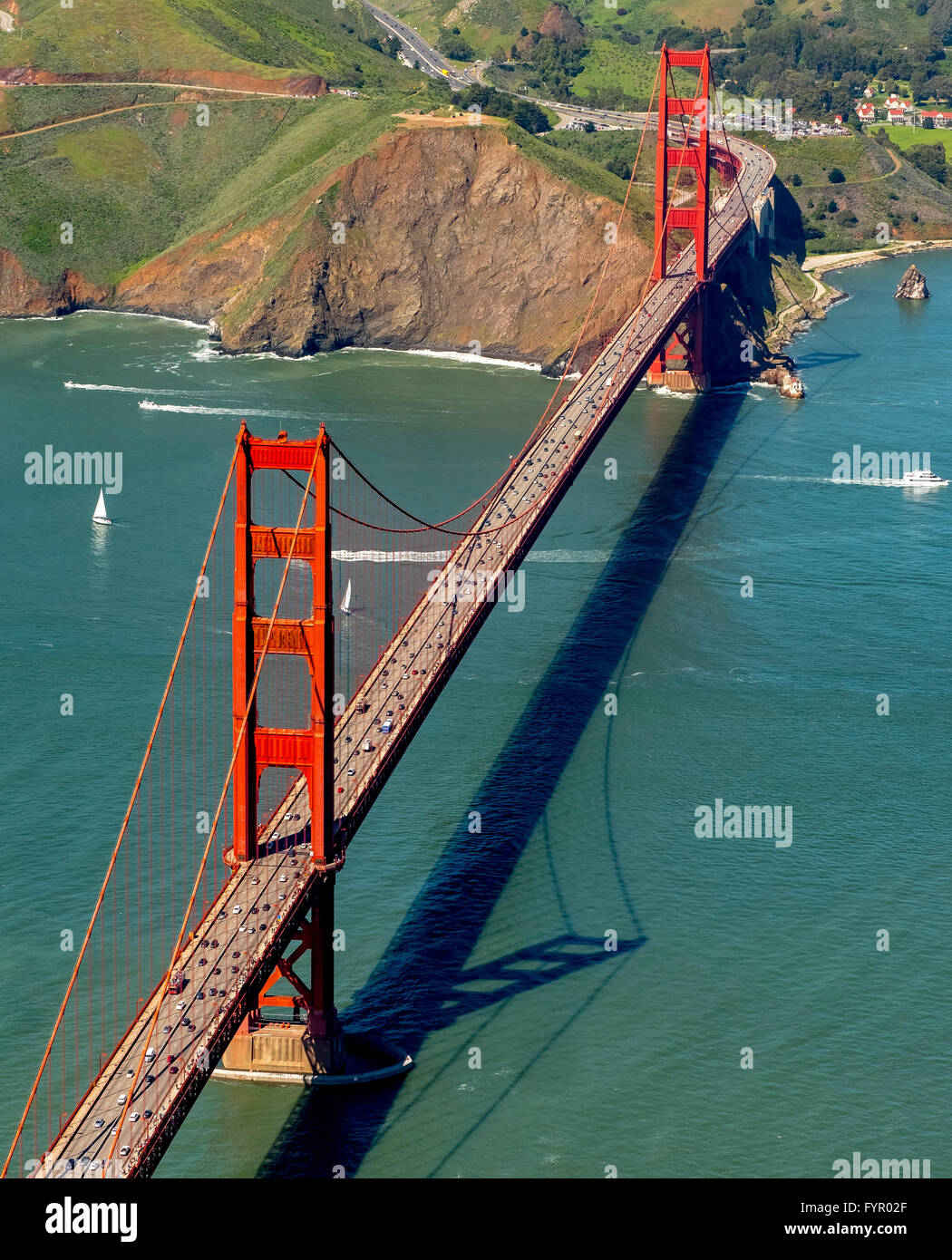 Aerial view, Golden Gate Bridge, San Francisco, San Francisco Bay Area, California, USA Stock Photo