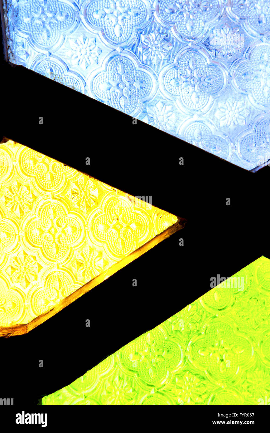 colorated glass and sun in window and light Stock Photo - Alamy