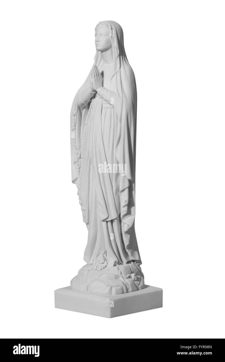 white stone statue of saint Mary Stock Photo