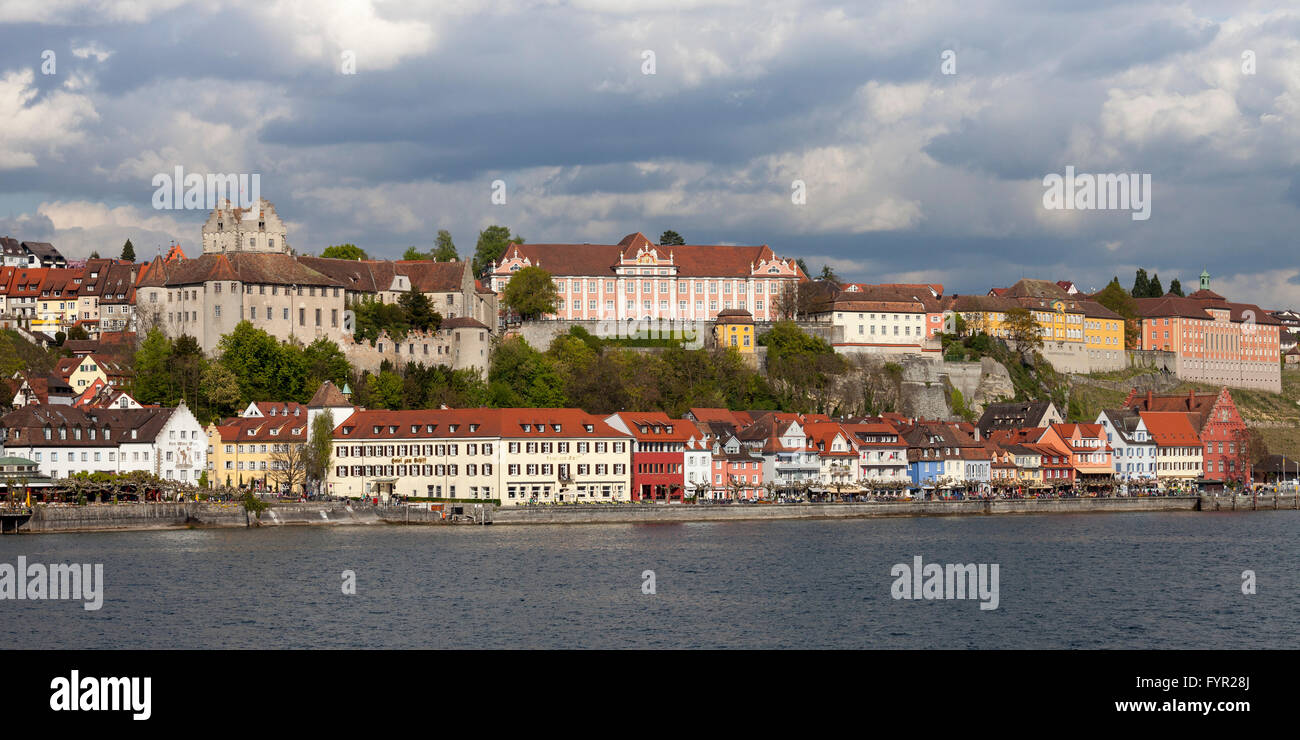 View of the town with Burg Meersburg, Old Castle, and Neues Schloss, New Castle, Meersburg, Lake Constance, Baden-Württemberg Stock Photo