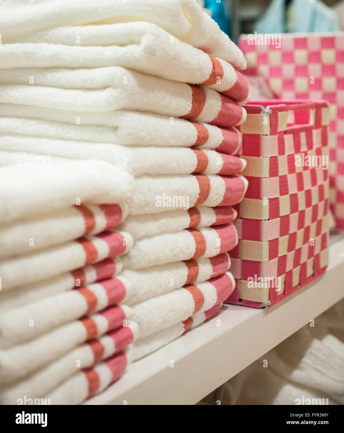 Close up of stack of softness towels Stock Photo