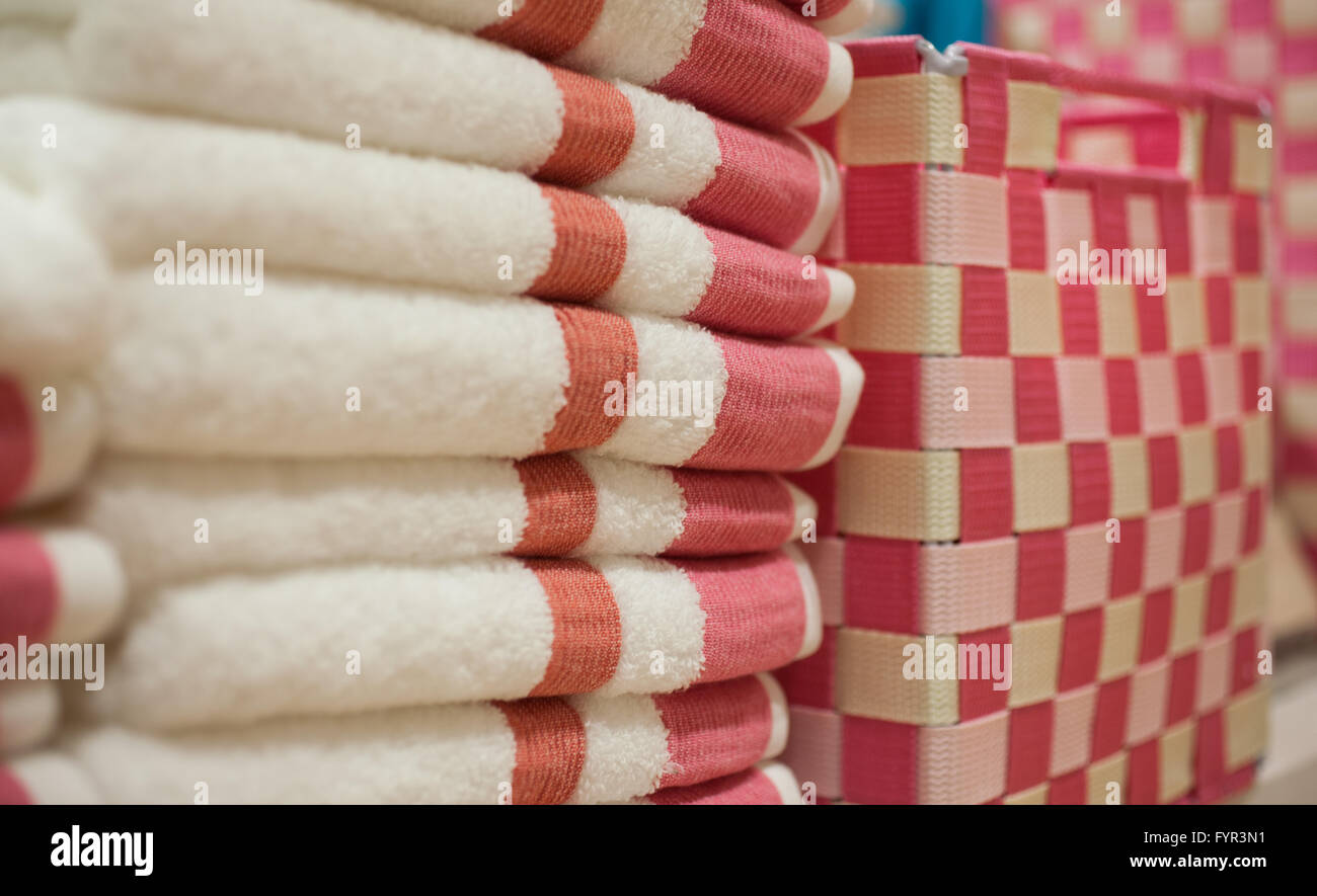 Close up of stack of softness towels Stock Photo