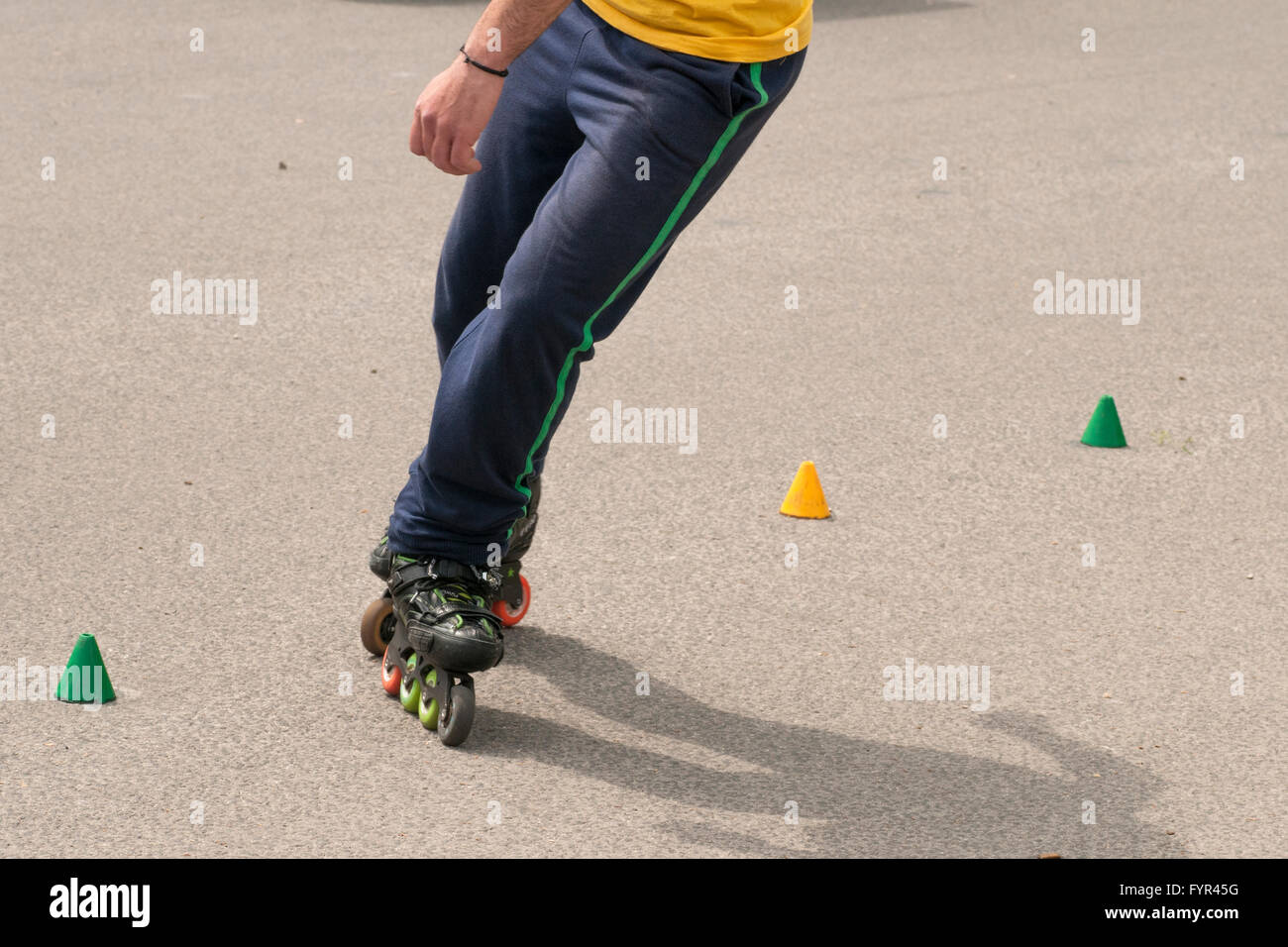 slalom with Inline skates Stock Photo Alamy