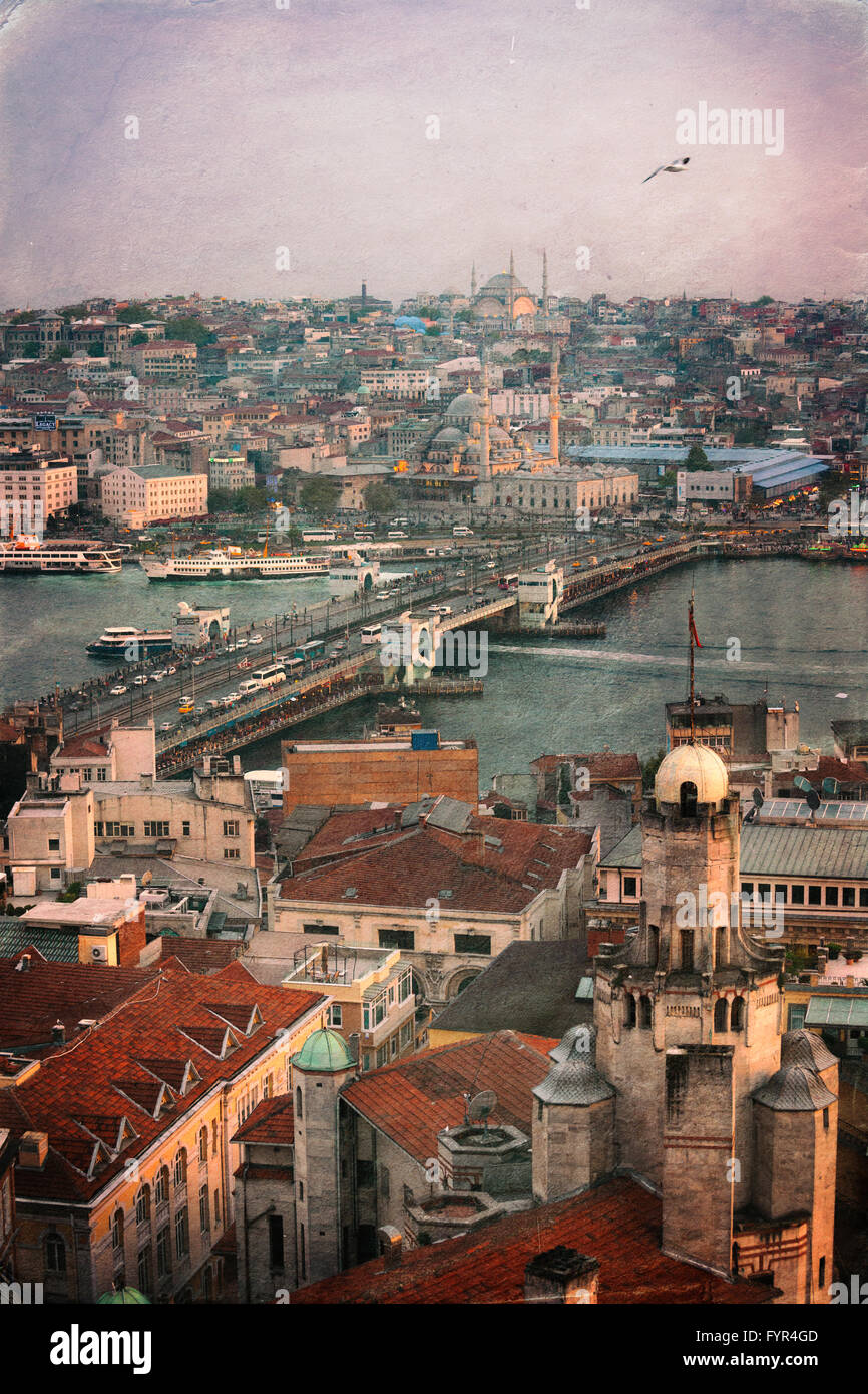 Vintage photo of Istanbul urban view Stock Photo
