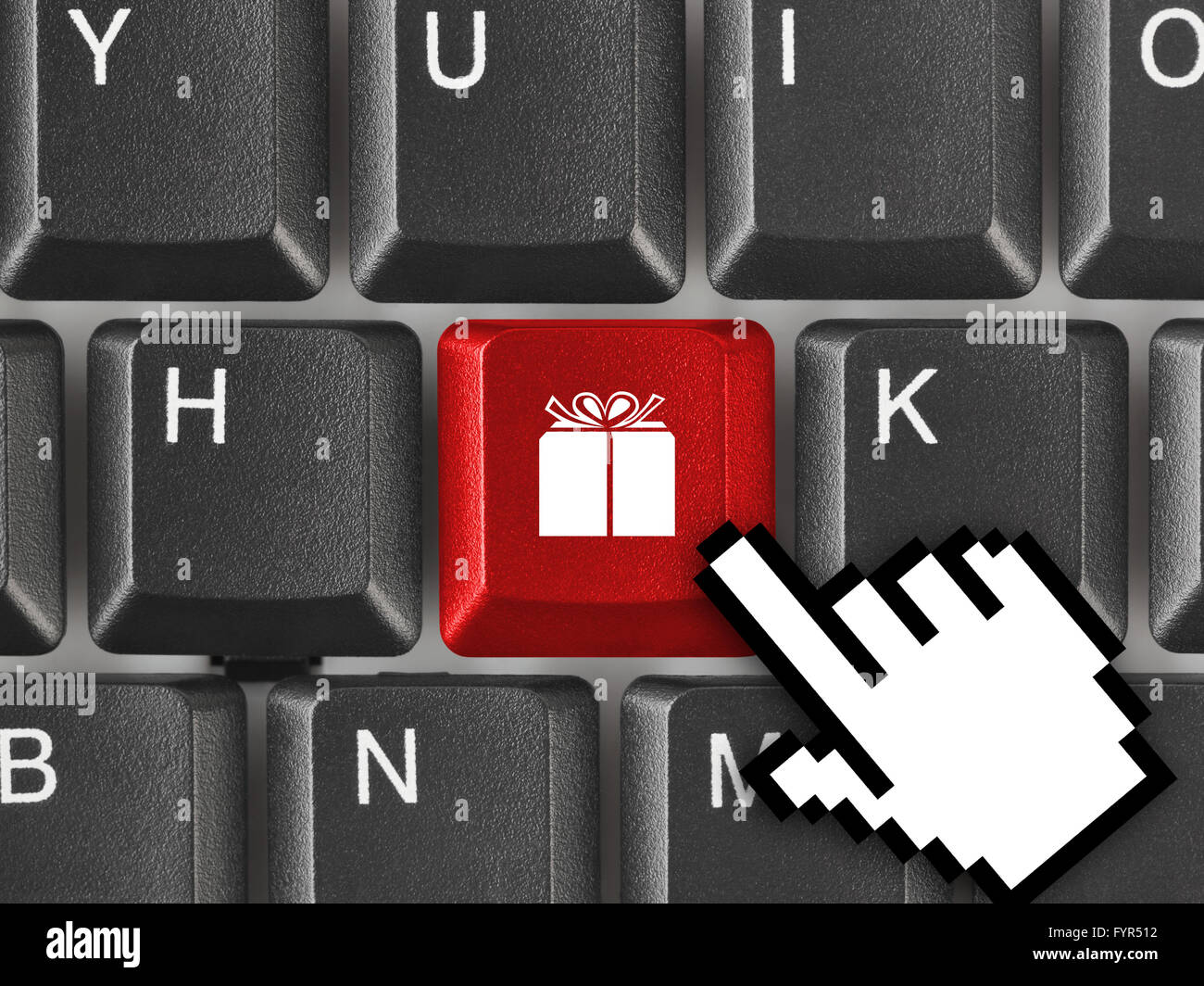 Computer keyboard with gift key Stock Photo Alamy