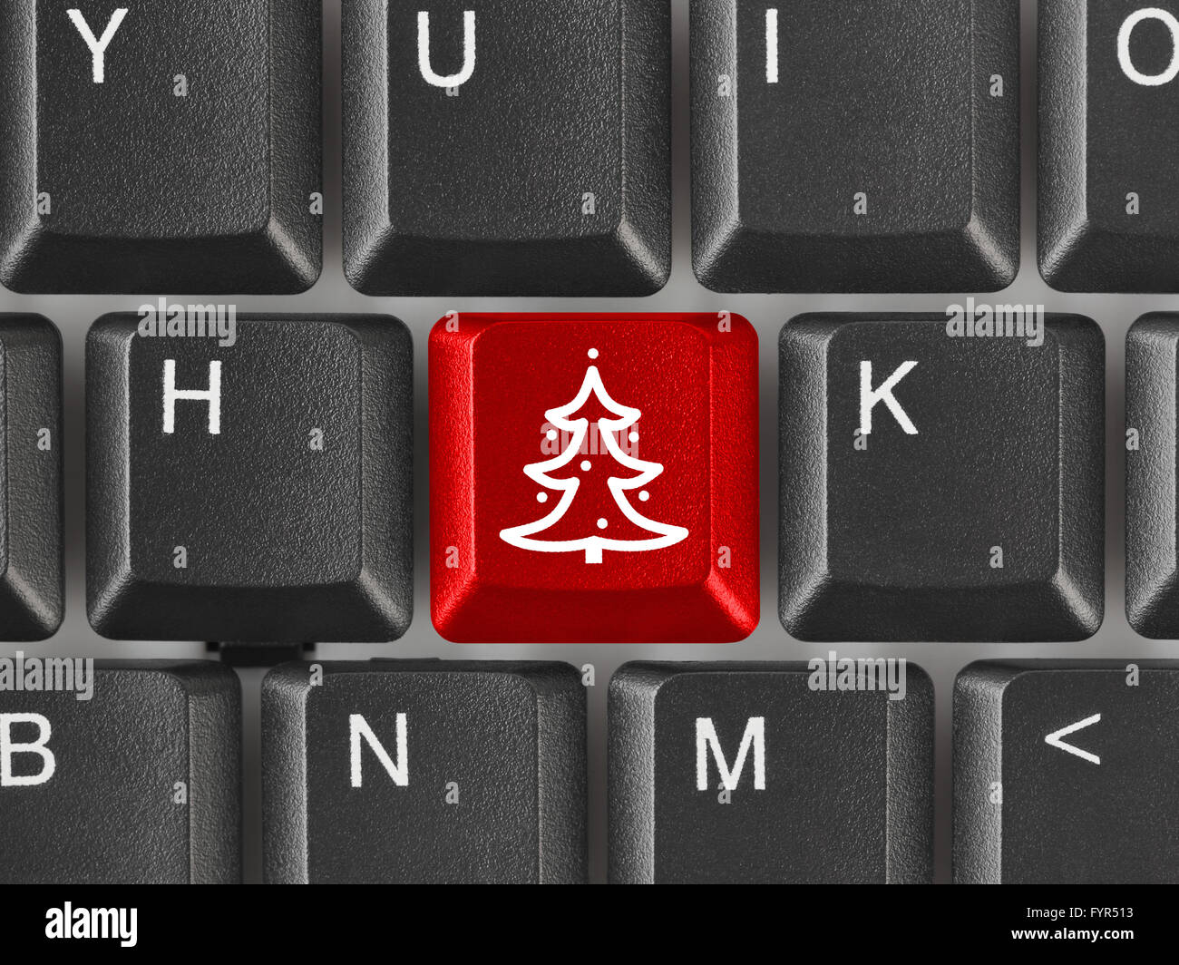 Computer keyboard with Christmas tree key Stock Photo Alamy