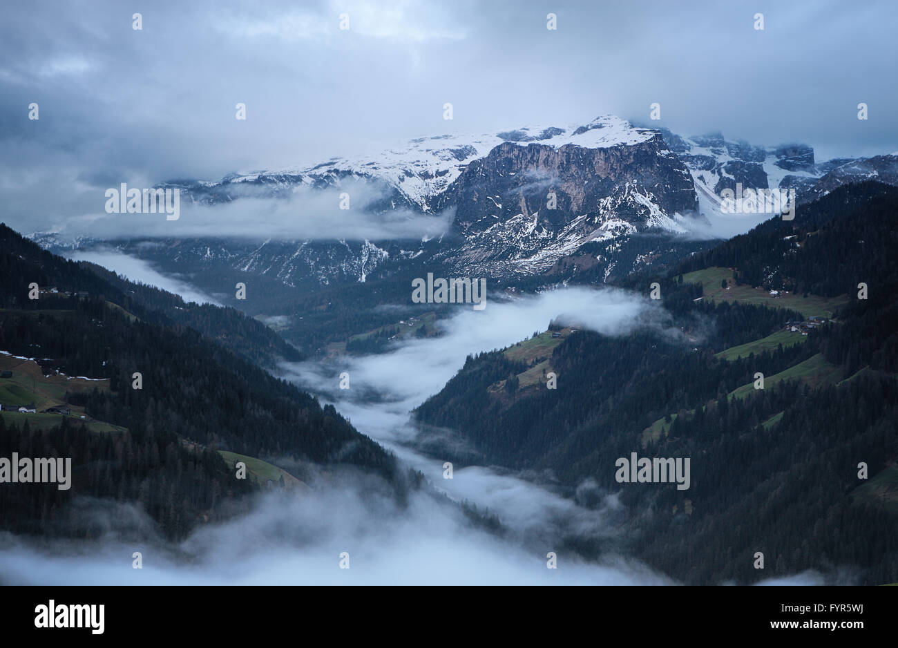 Cloudy morning at the Italian Dolomites Stock Photo