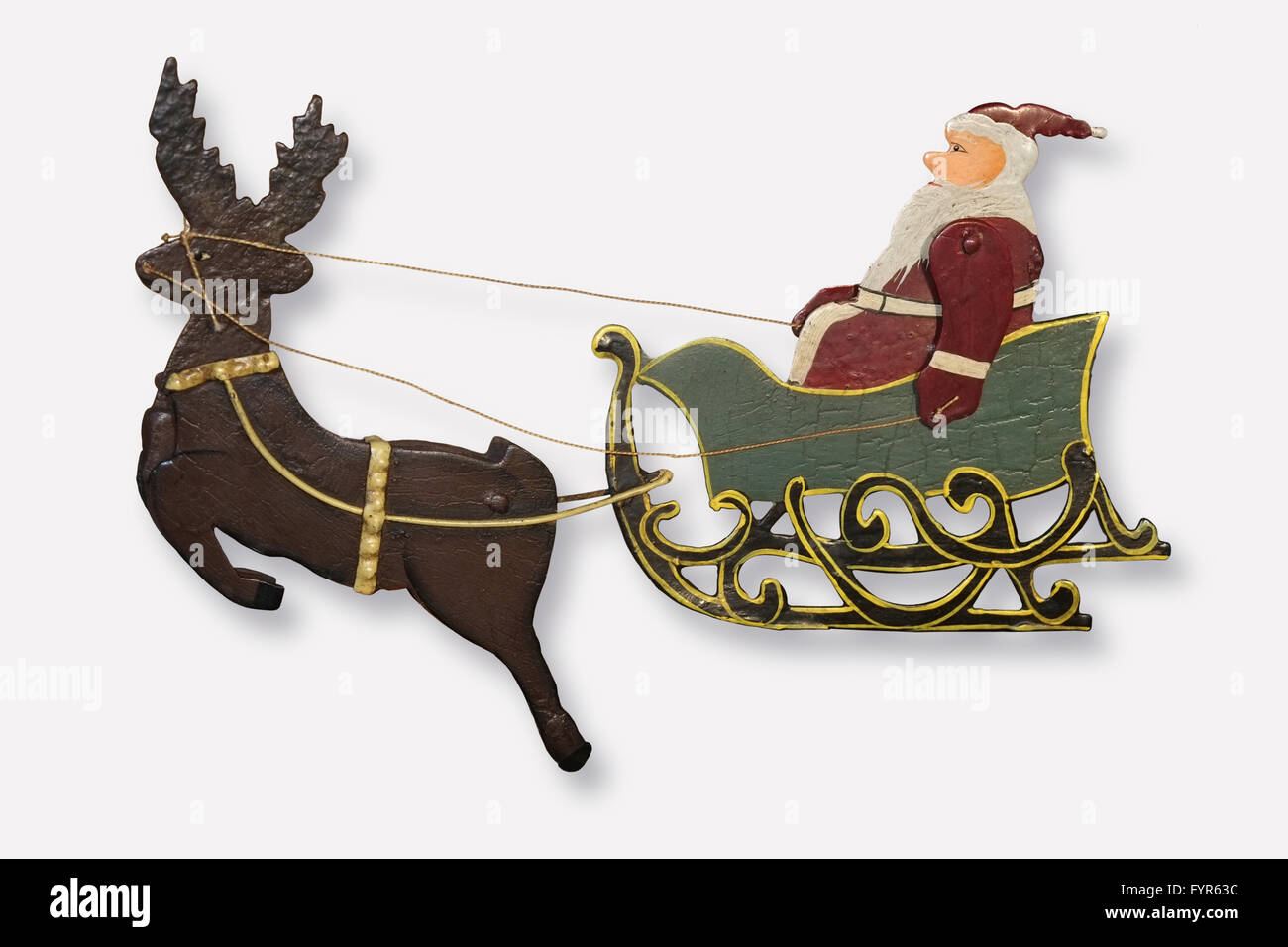 Santa Claus with reindeer and sleigh Stock Photo