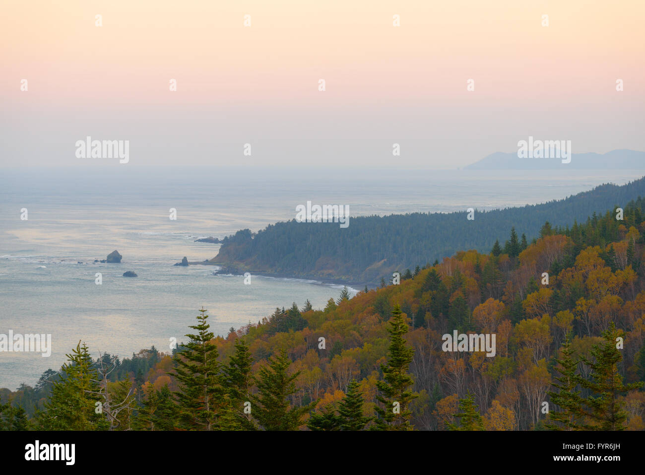 Dawn on the Sea, Sakhalin Island, Russia. Stock Photo