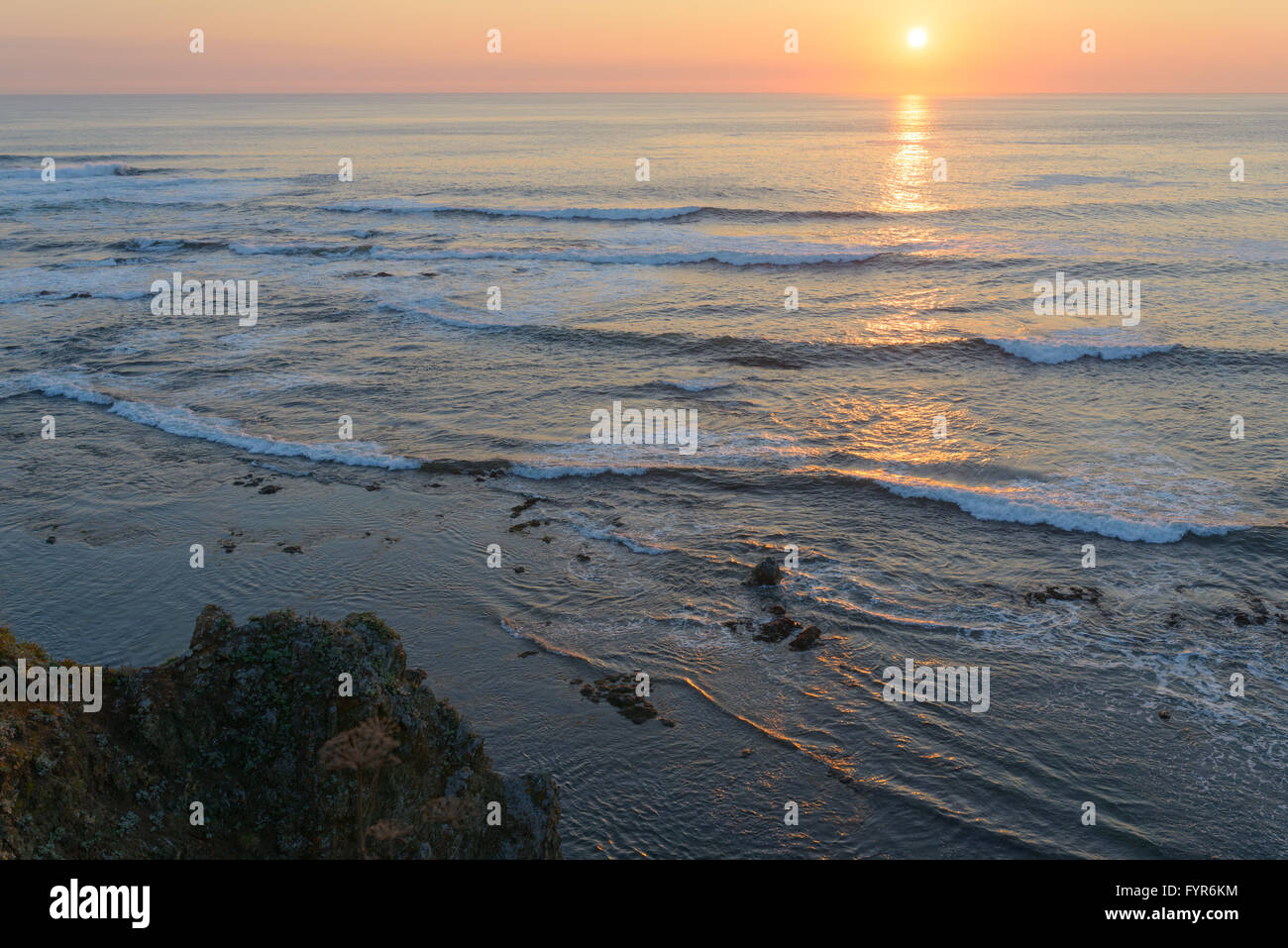 Dawn on the Sea, Sakhalin Island, Russia. Stock Photo