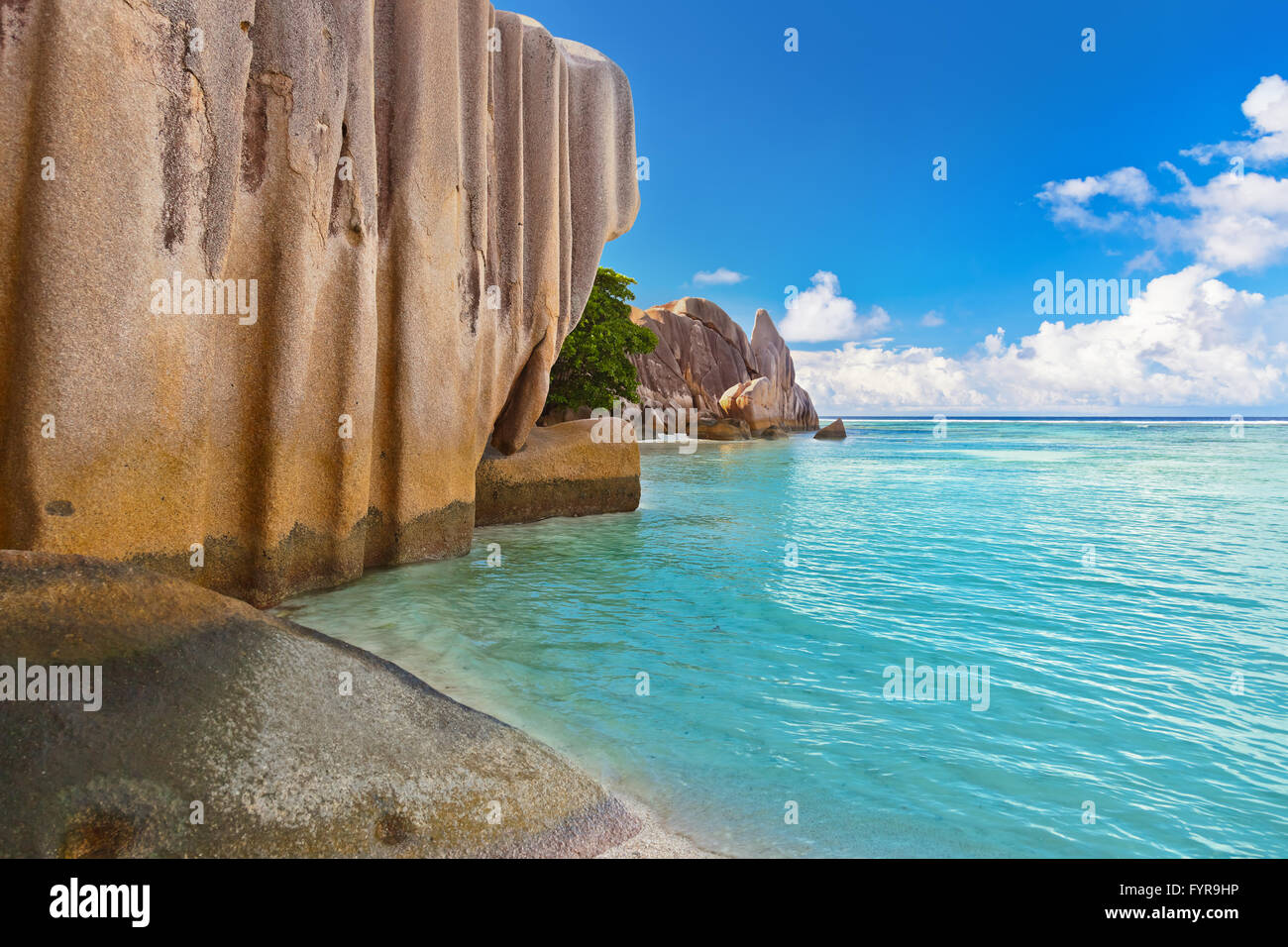 Famous beach Source d'Argent at Seychelles Stock Photo - Alamy