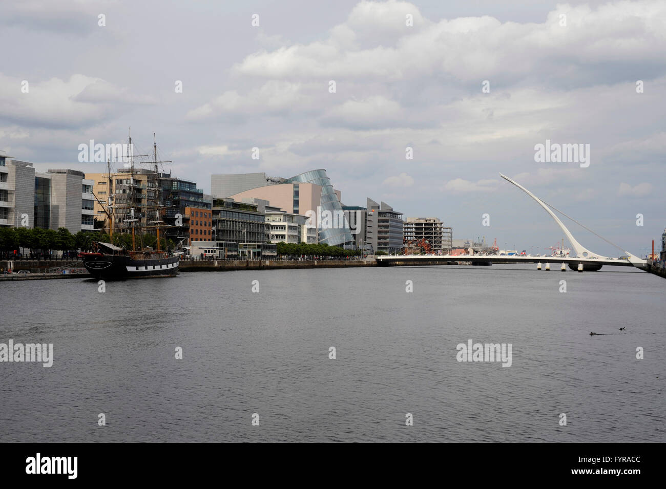 The Convention Centre Dublin, Samuel Beckett bridge on Liffey river ...