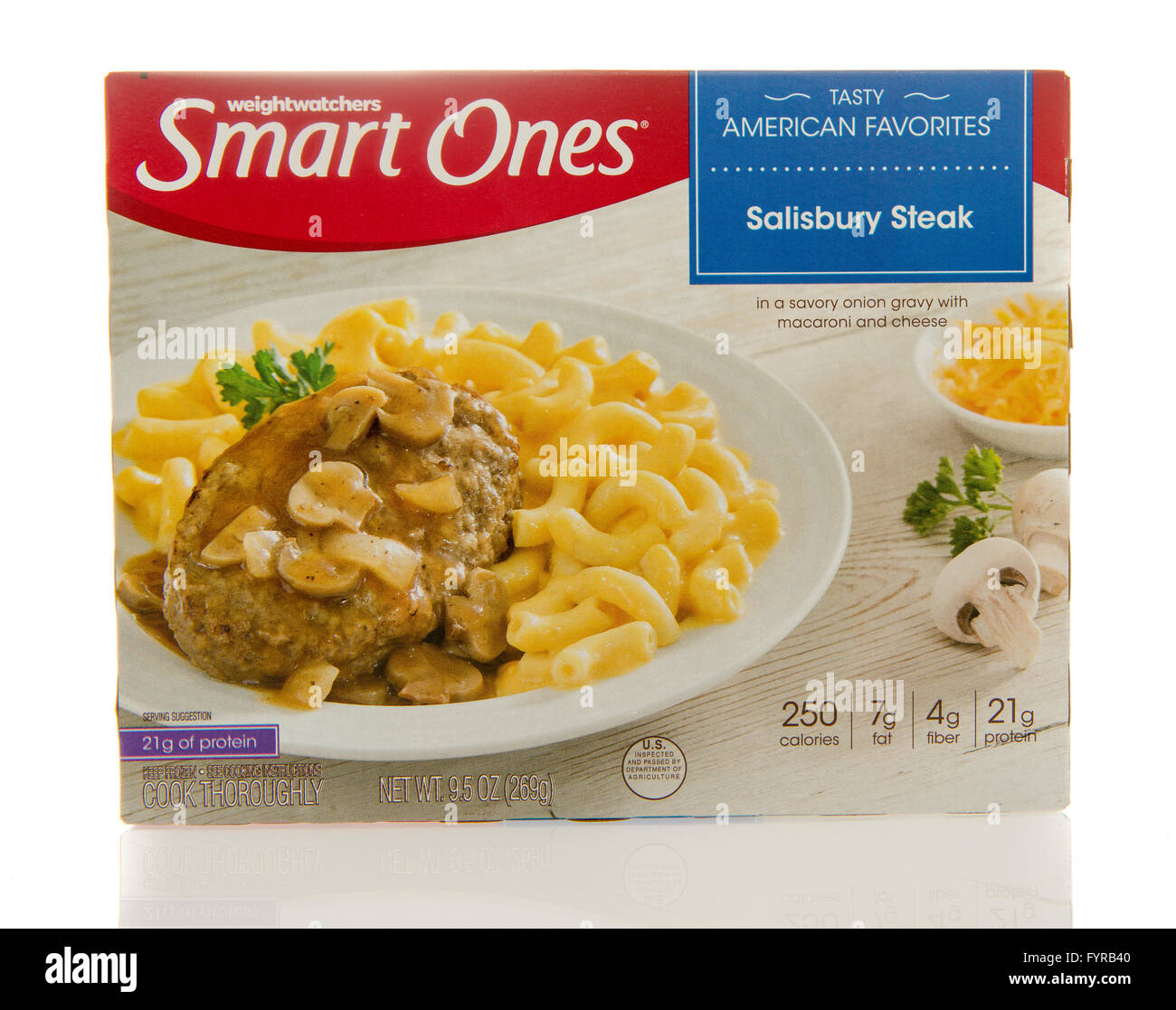 Winneconne, WI - 2 March 2016:  Box of Smart ones salisbury steak meal by weightwatchers. Stock Photo