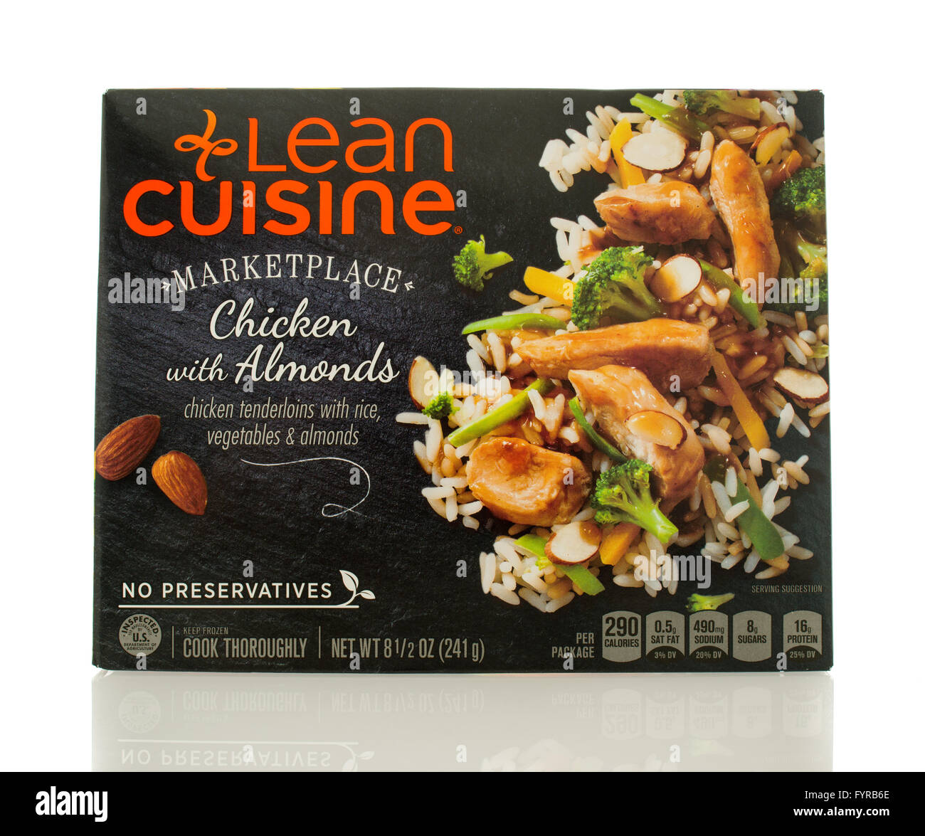 Winneconne, WI - 2 March 2016:  A box of Lean Cuisine chicken with almonds Stock Photo