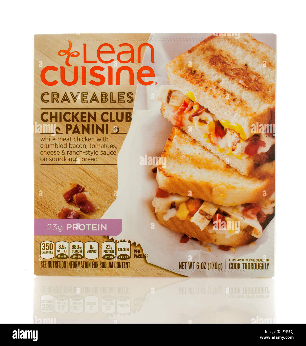 Winneconne, WI - 2 March 2016:  A box of Lean Cuisine chicken club panini Stock Photo