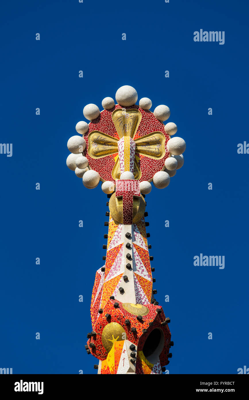 Pinnacle of one of the towers of the Sagrada Familia church, Barcelona, Catalonia, Spain Stock Photo
