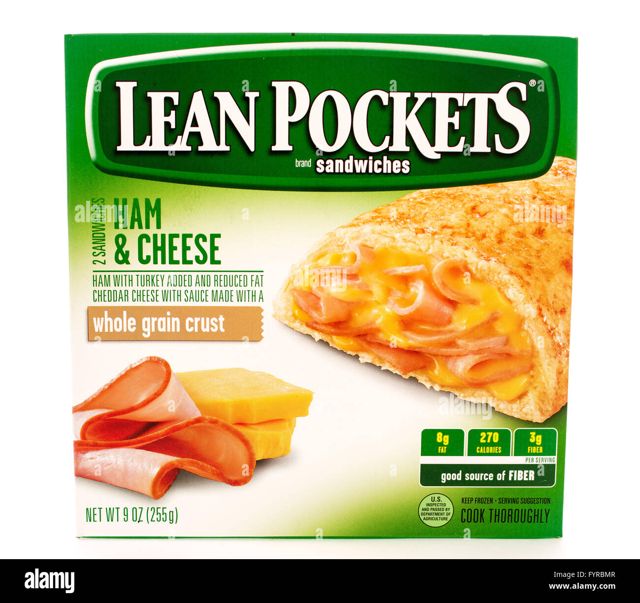 Winneconni, WI - 13 June 2015: Box of Lean Pockets ham and cheese flavor. Stock Photo