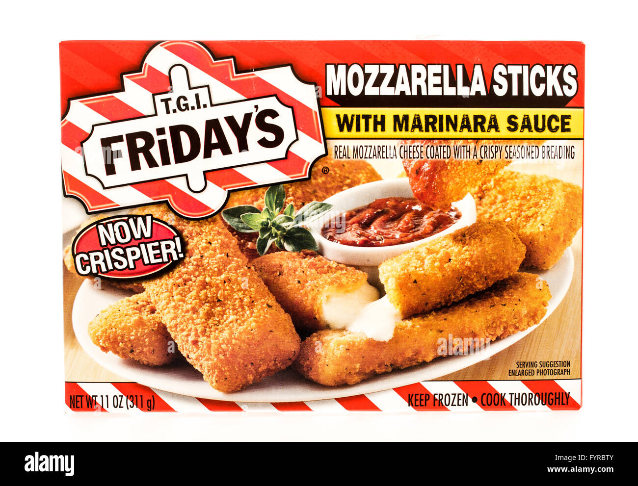 Winneconne, WI 7 August 2015 A box of T.G.I. Friday's mozzarella