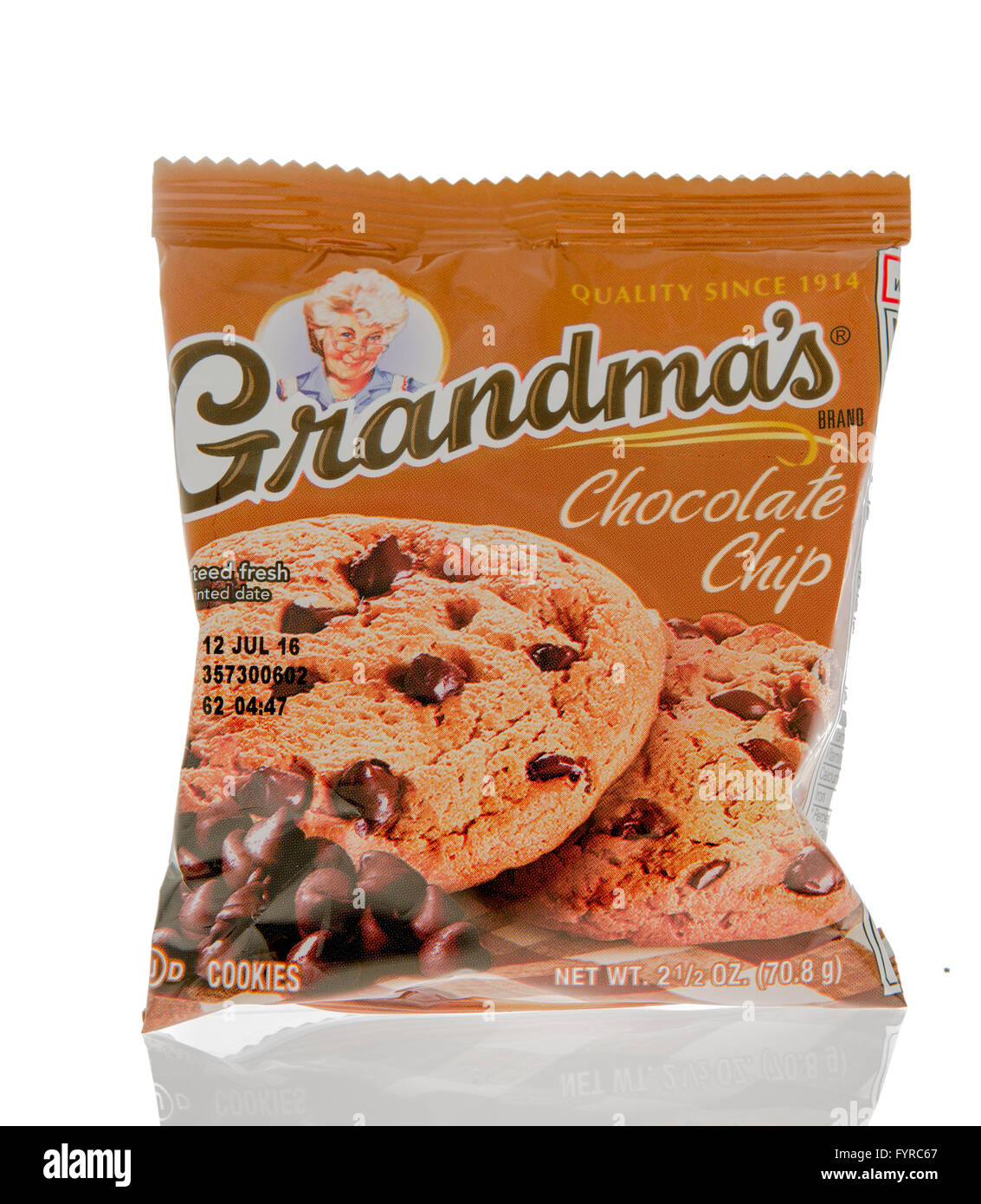 Winneconne, WI - 1 March 2016: A package of Grandma's cookies in chocolate chip flavor Stock Photo