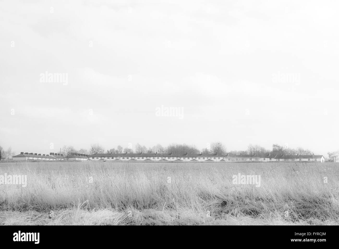 Vulcan Village Newton Le Willows across an open field Stock Photo