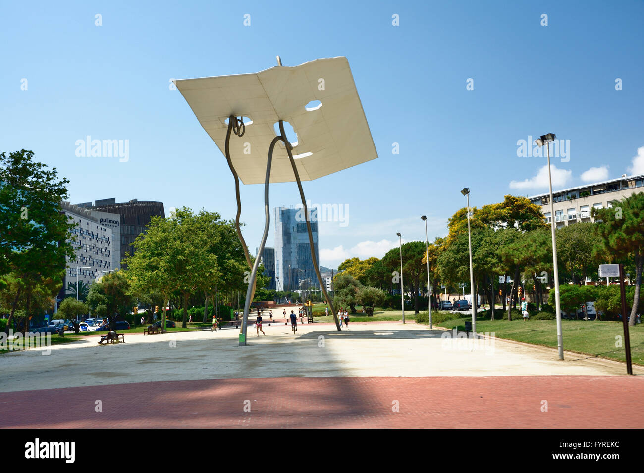 David and Goliath by Antoni Llena i Font. Sculpture in the vicinity of the Square of the Olympic Volunteers. Barcelona Stock Photo