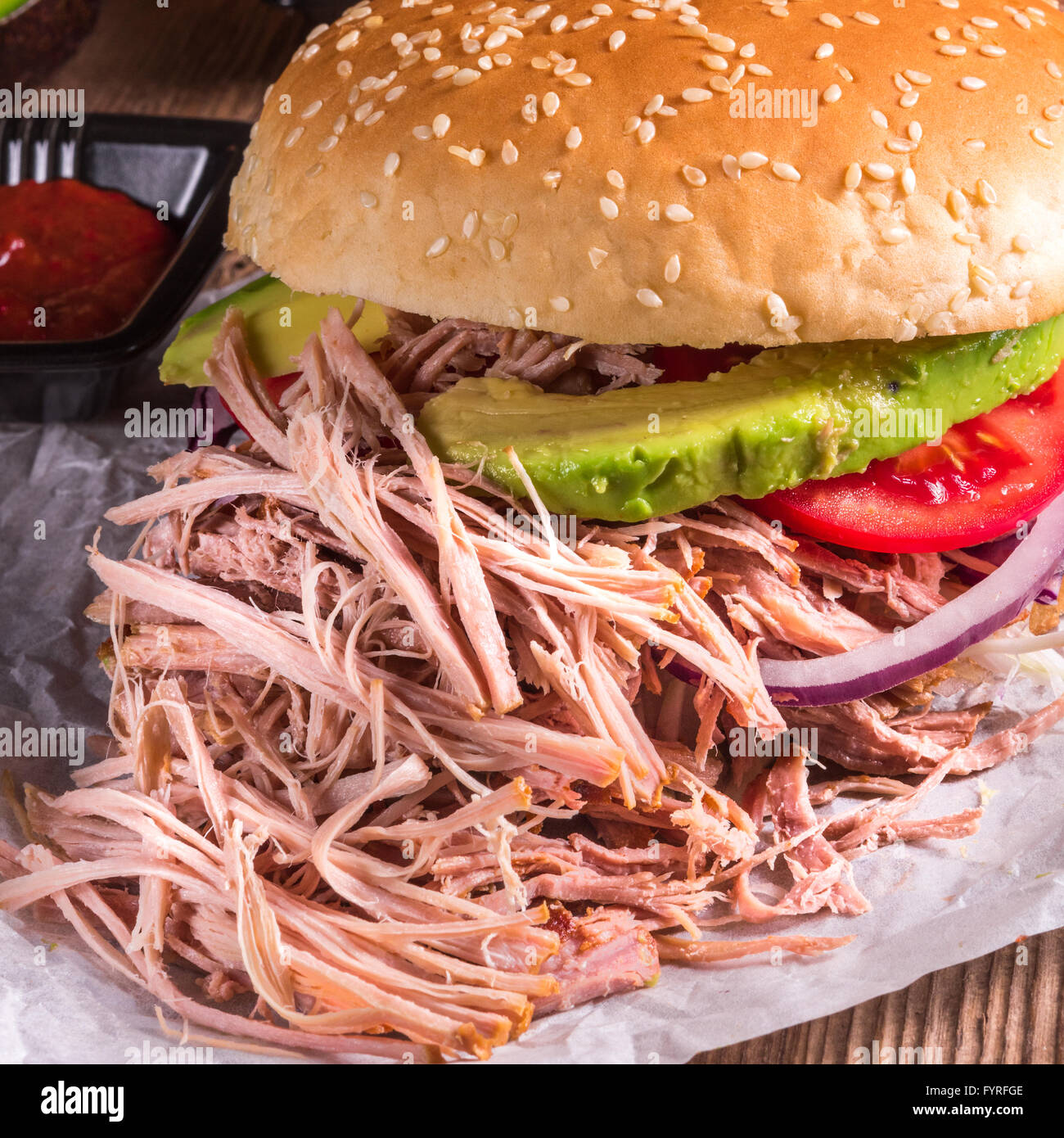 Hamburger pulled pork Stock Photo Alamy