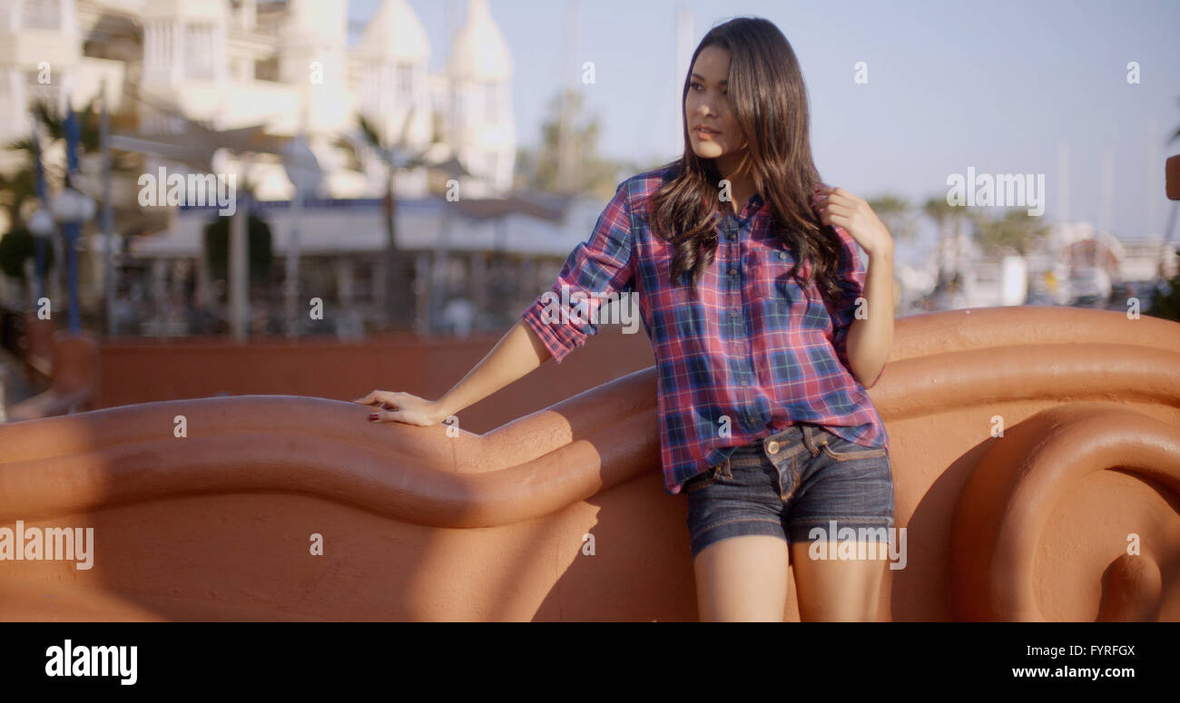 Happy Woman On The Street Stock Photo - Alamy