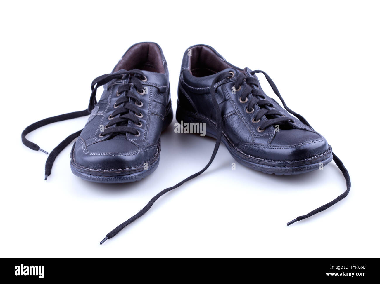 Black leather men's shoes Stock Photo