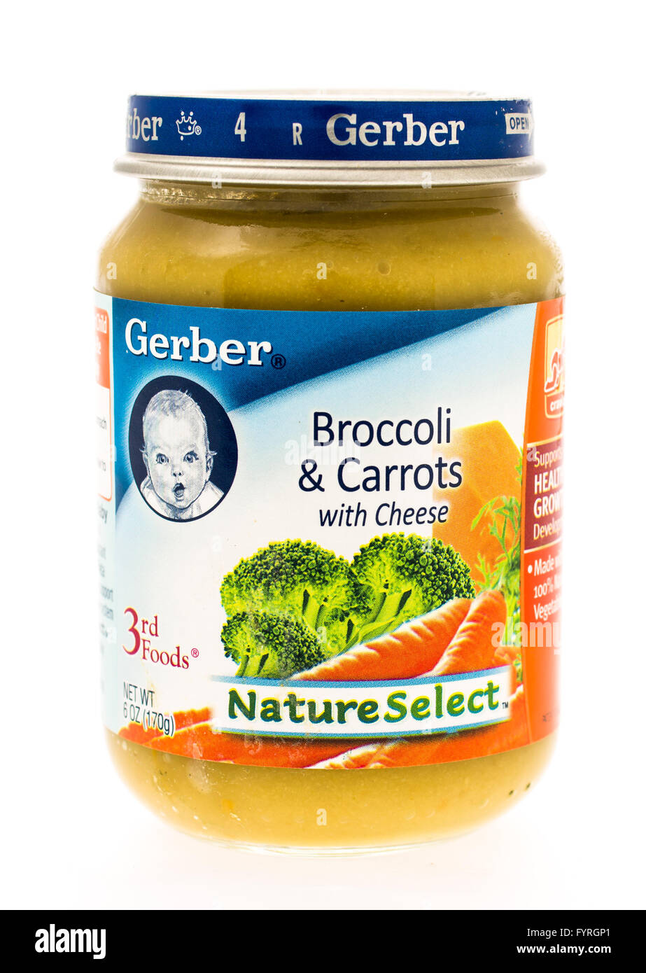 Gerber baby food jar with broccoli and cheese flavor