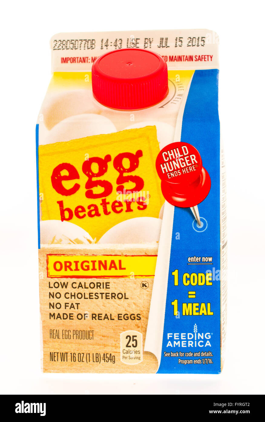 Winneconni, WI - 23 June 2015:  Carton of egg beaters in original flavor. Stock Photo