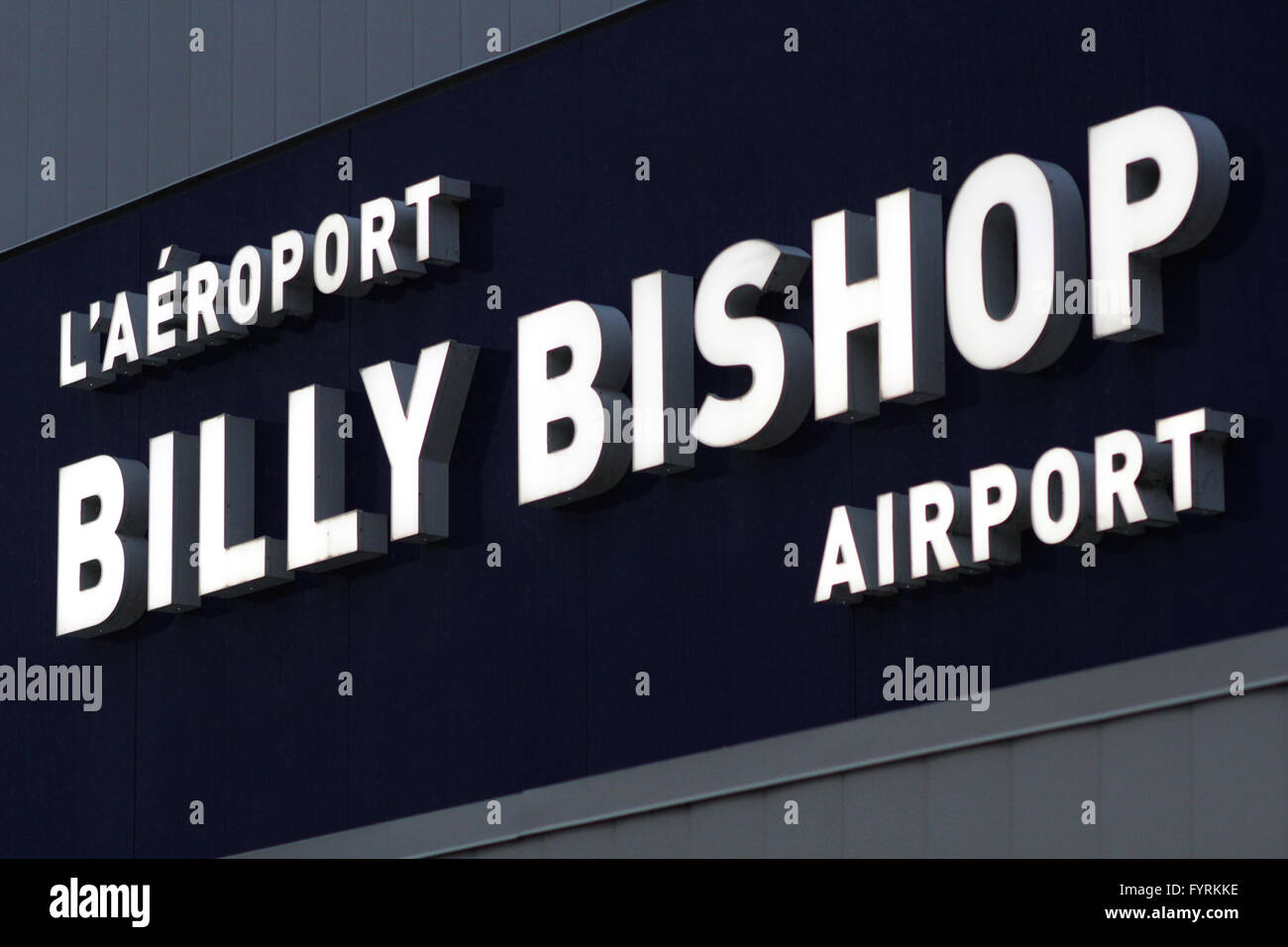 Billy Bishop Airport sign, in Toronto, Ontario. Stock Photo