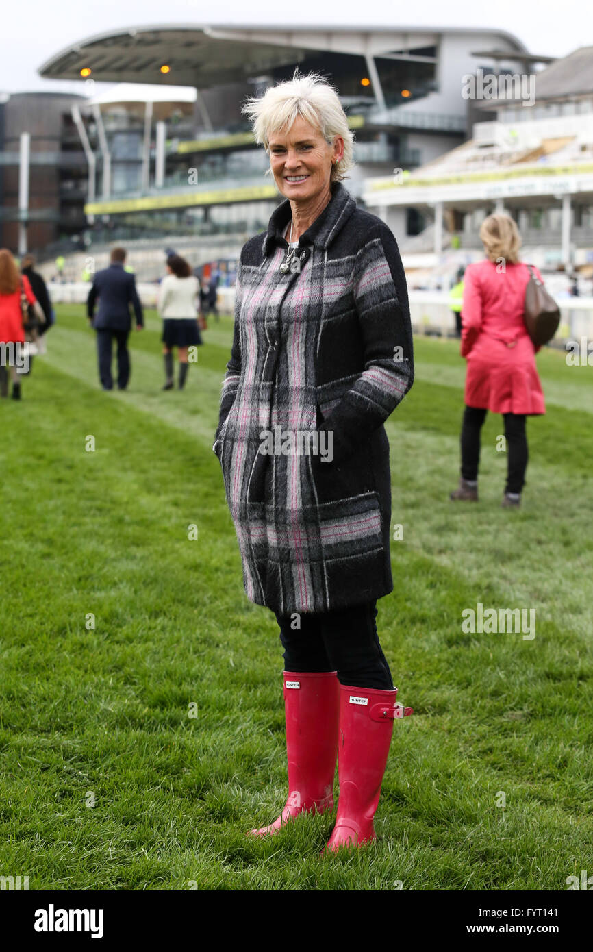 Judy Murray, mother of tennis player Andy Murray, at the 2016 Grand National at AIntree Racecourse in Liverpool, UK. Stock Photo