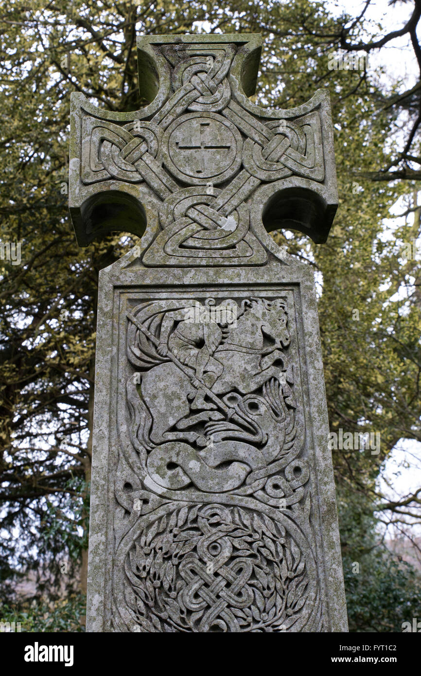 Grave of art critic John Ruskin in Coniston Churchyard, Lake District / Cumbria Stock Photo