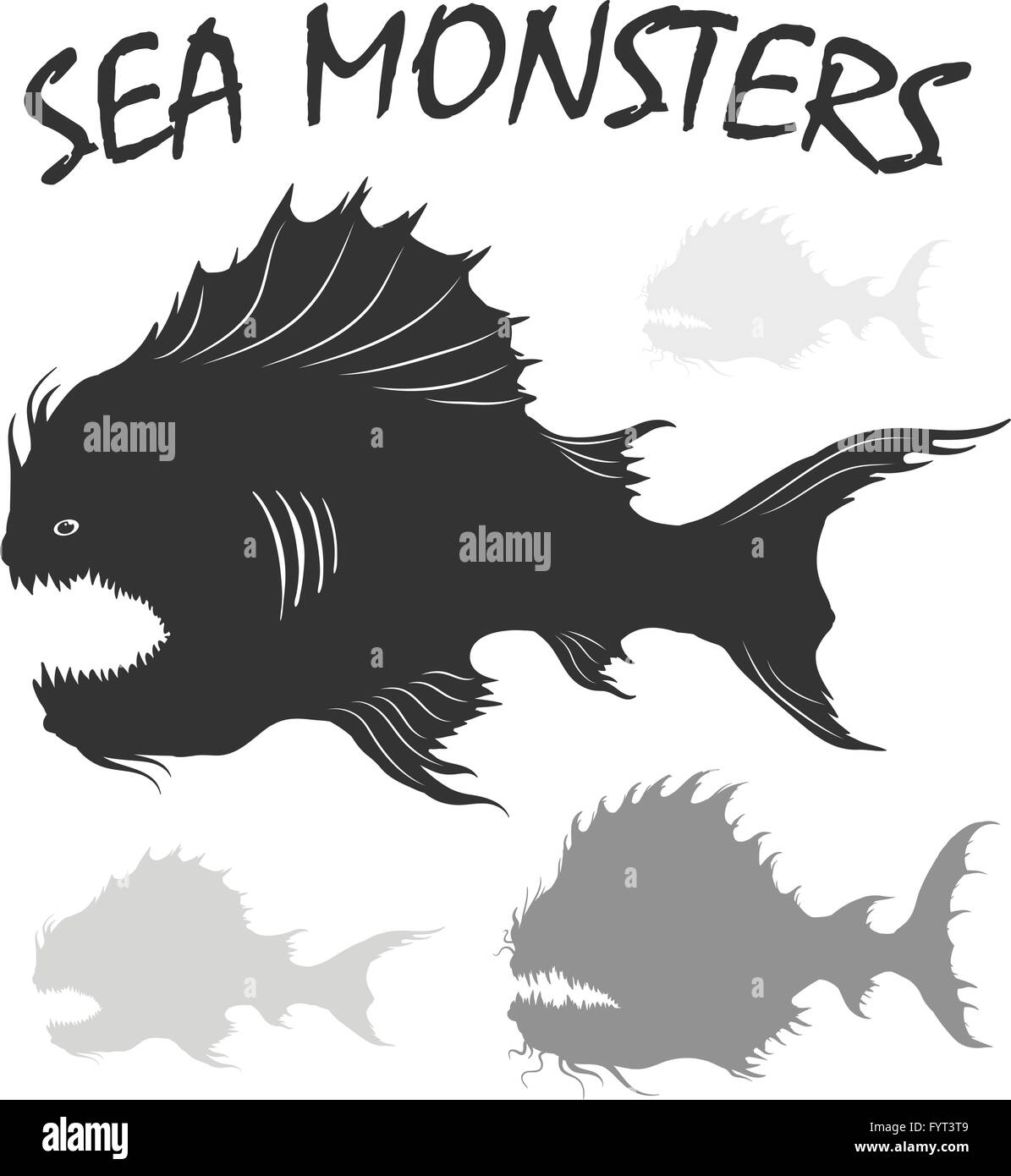 Sea monsters set. Stock Vector