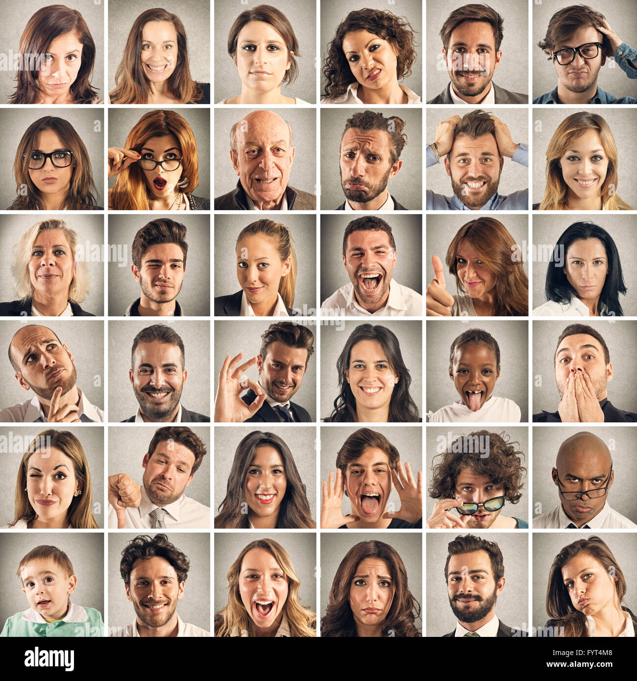 Collage emotion of people Stock Photo