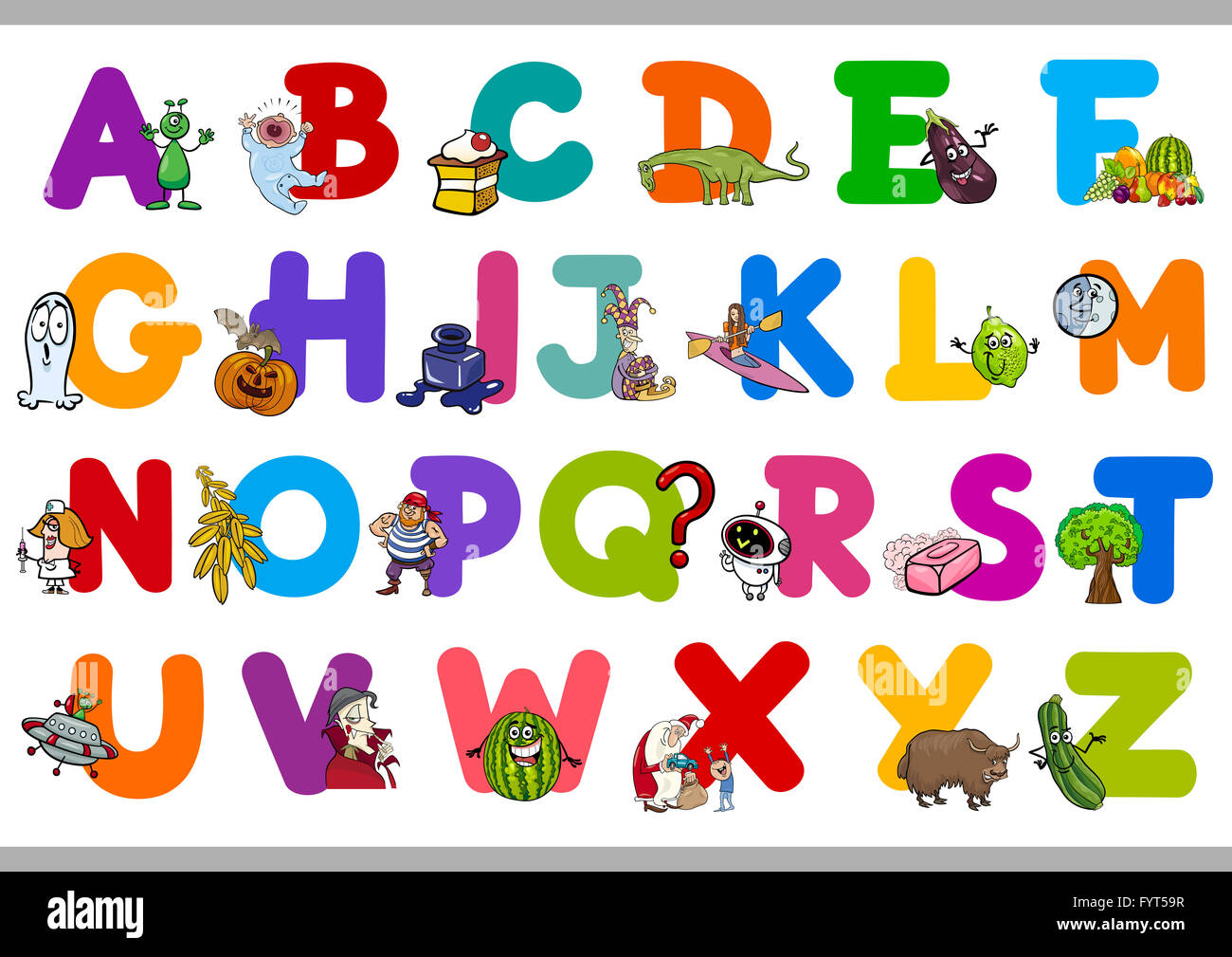 funny alphabet for kindergartens Stock Photo