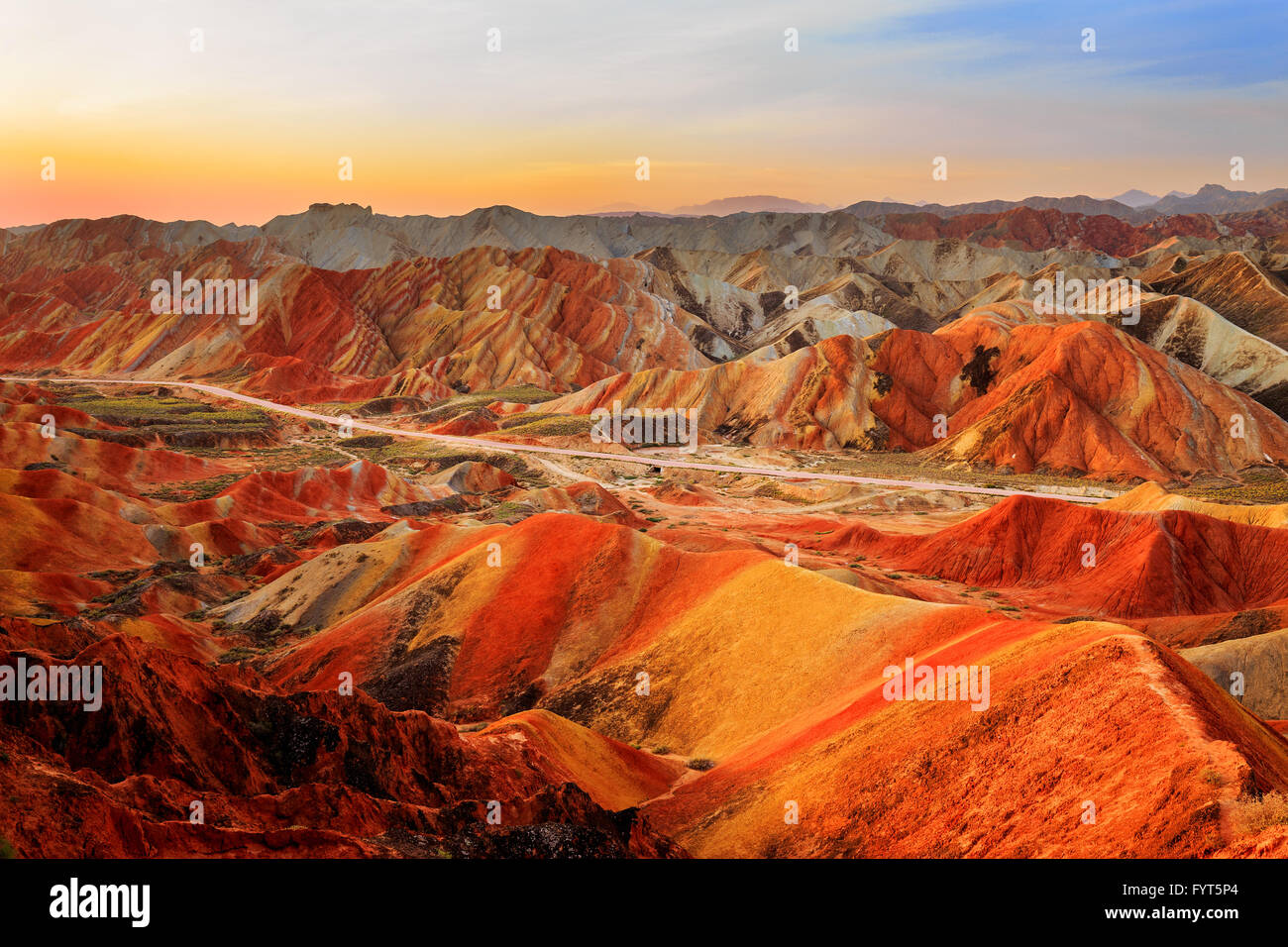 landscape of red sandstone in zhangye Stock Photo