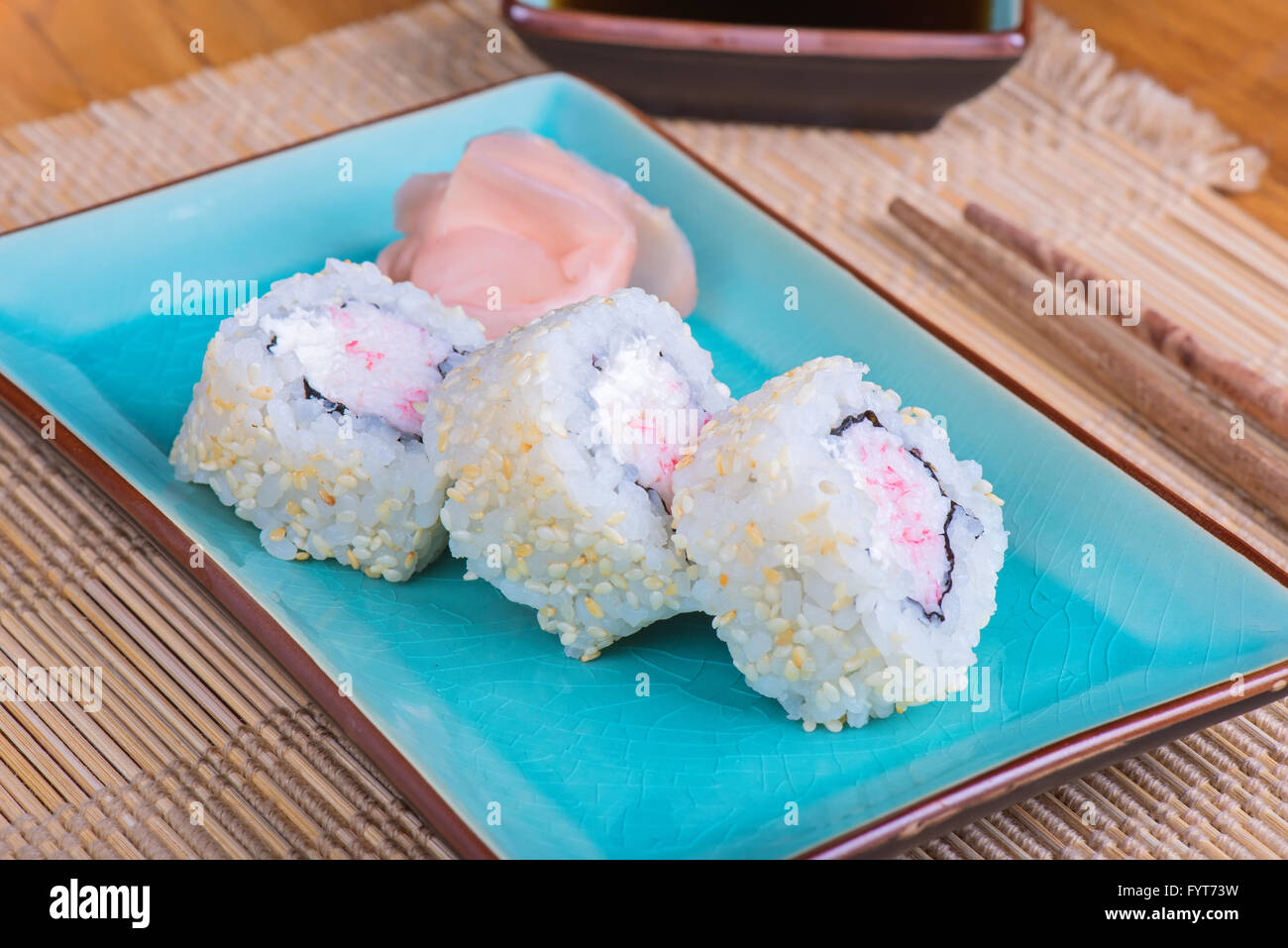 California maki sushi with crab meat Stock Photo Alamy