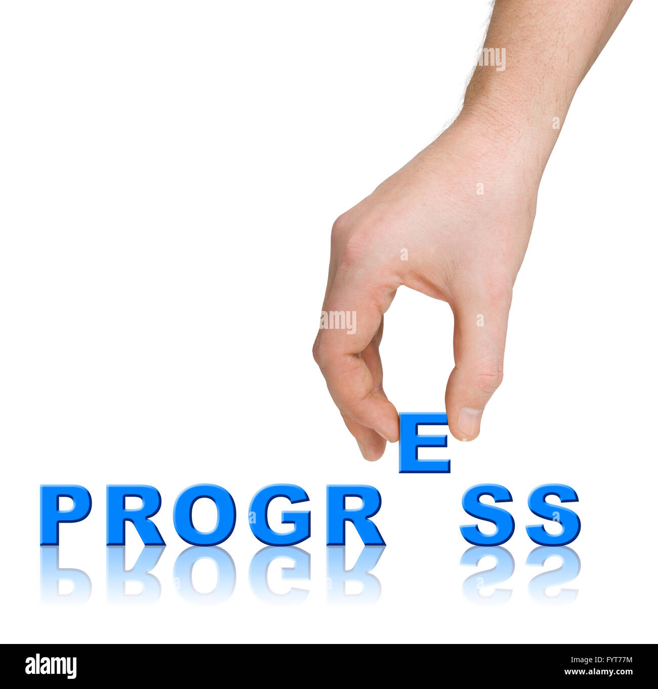 Hand and word Progress Stock Photo - Alamy