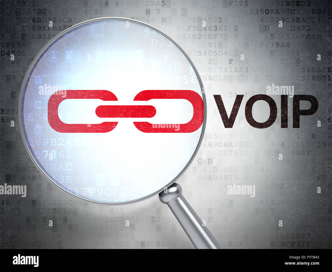 Web development concept: Link and VOIP with optical glass Stock Photo ...