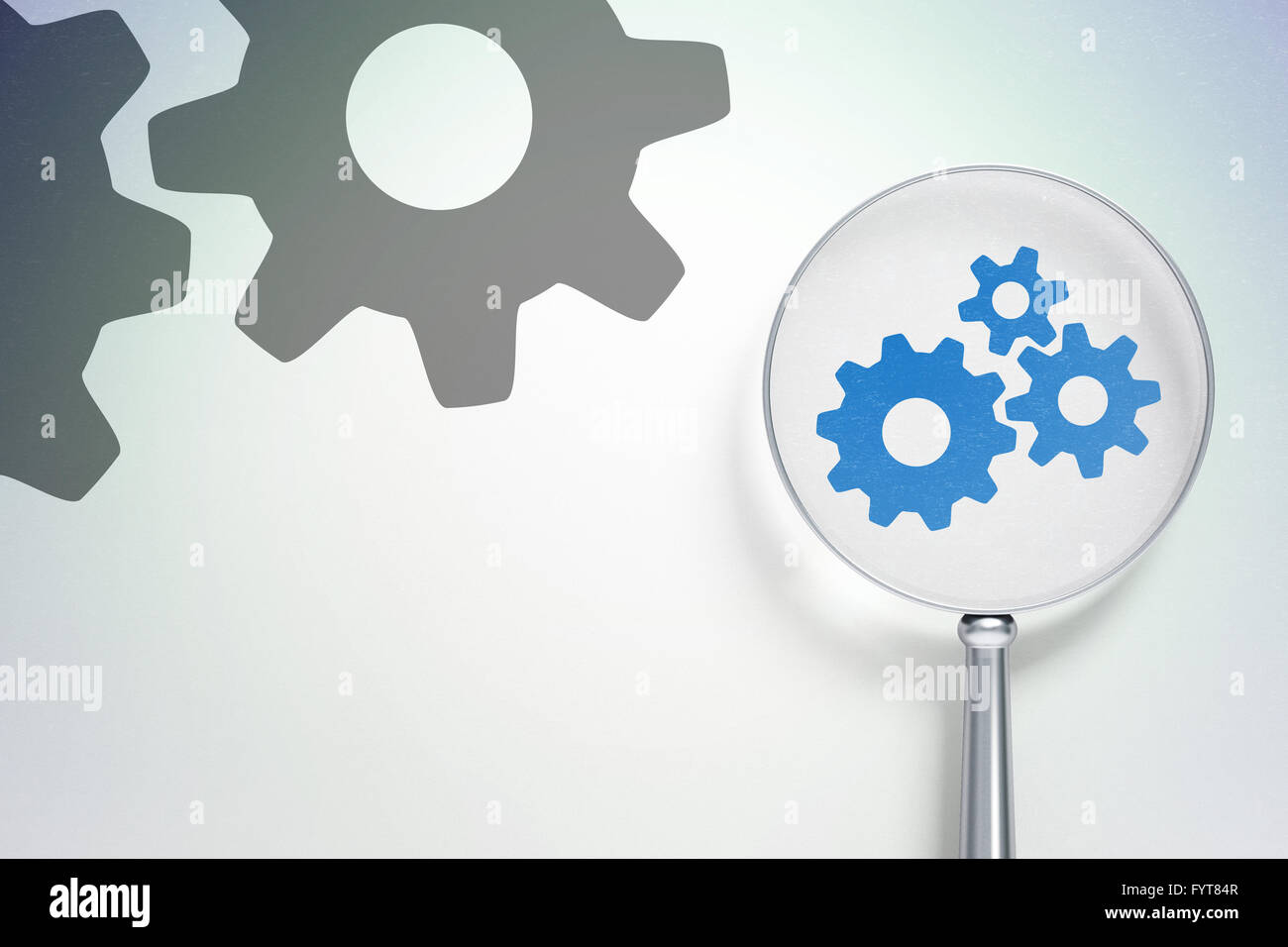 Marketing concept: Gears with optical glass on digital background Stock ...