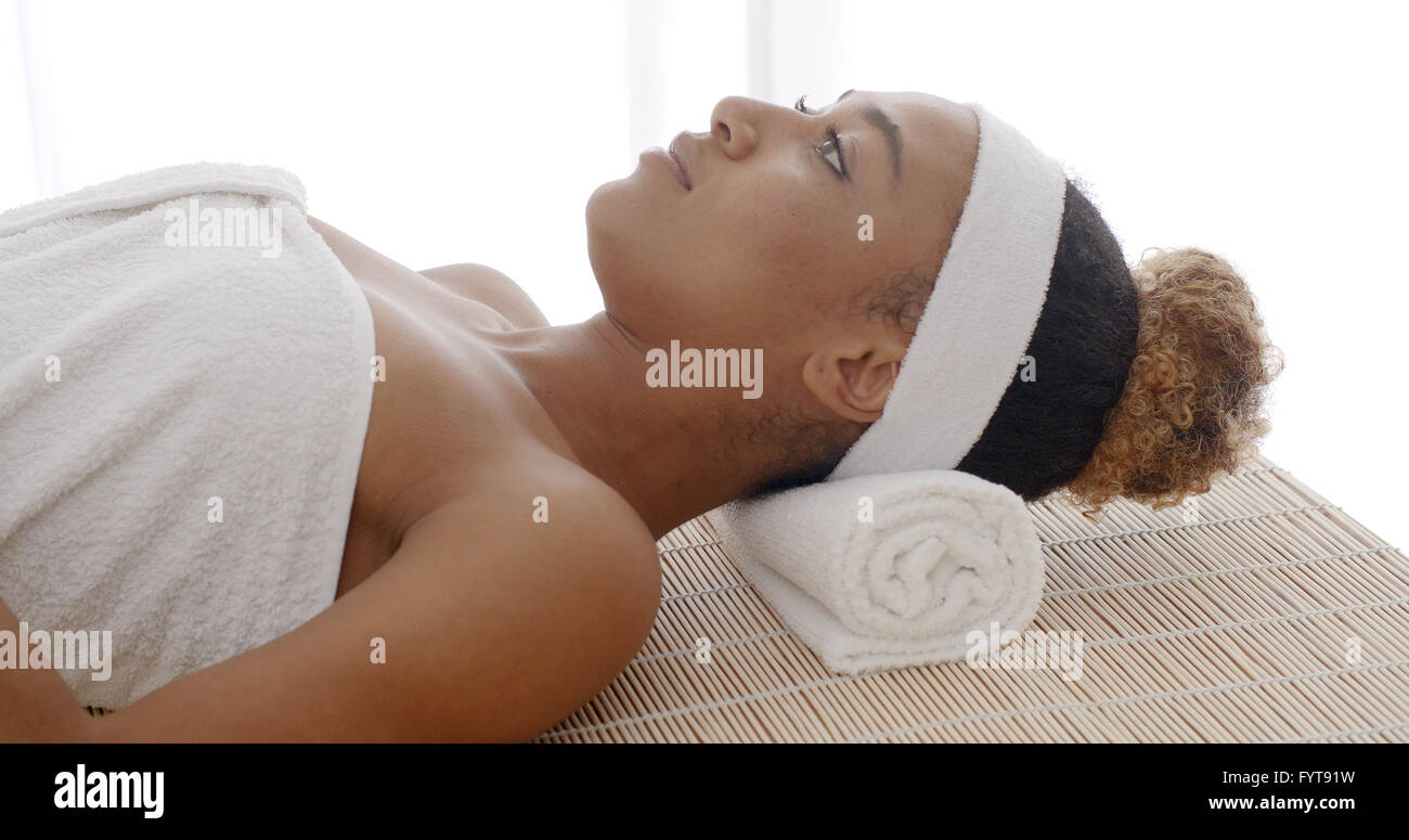 Woman Getting Ready For The Spa Treatment Stock Photo