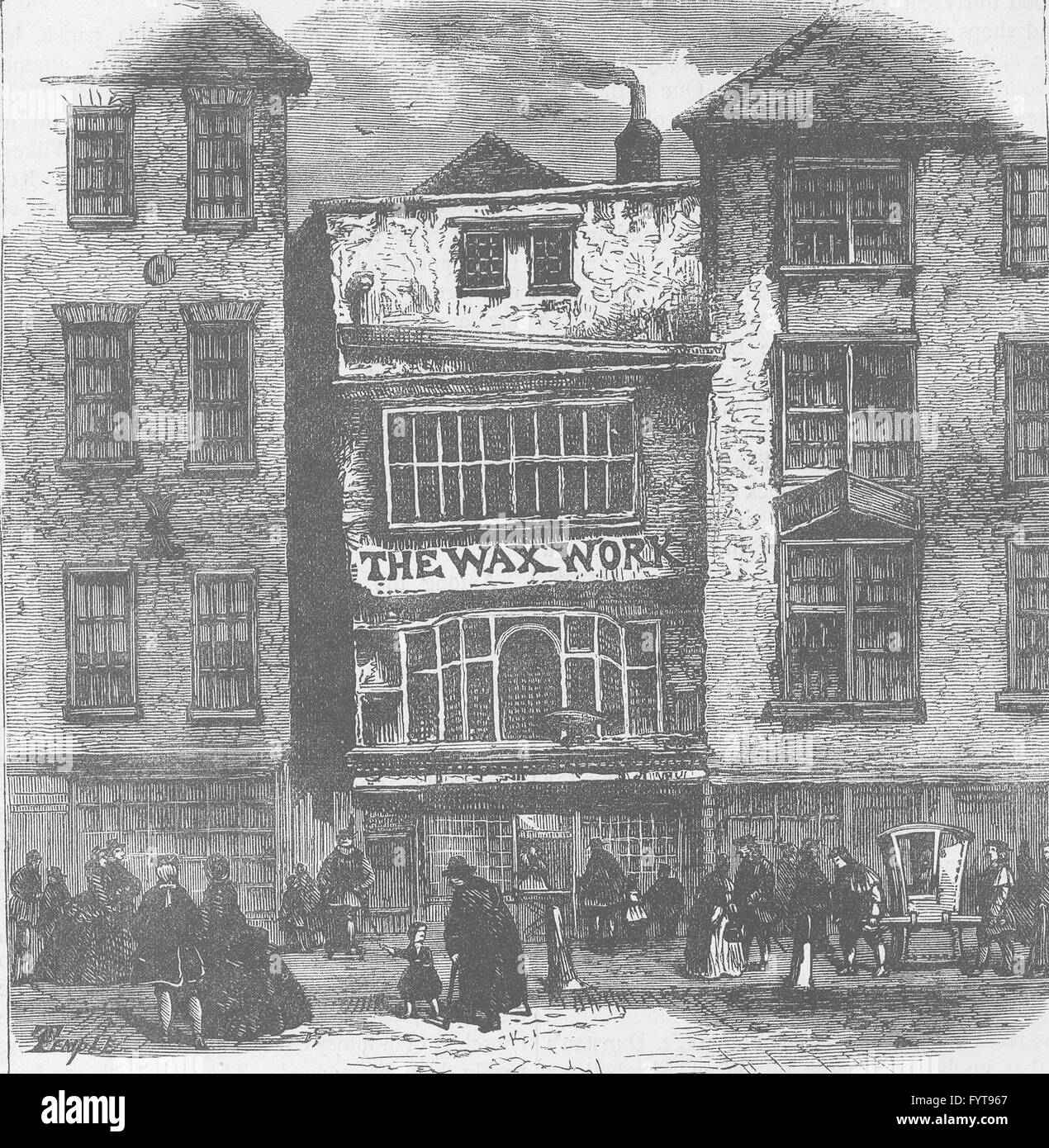 FLEET STREET: Mrs. Salmon's wax-works. London, antique print c1880 Stock Photo
