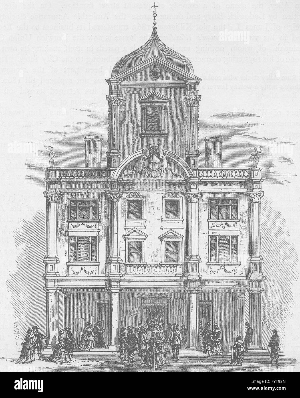 WHITEFRIARS: The Dorset gardens Theatre, Whitefriars. London, old print c1880 Stock Photo